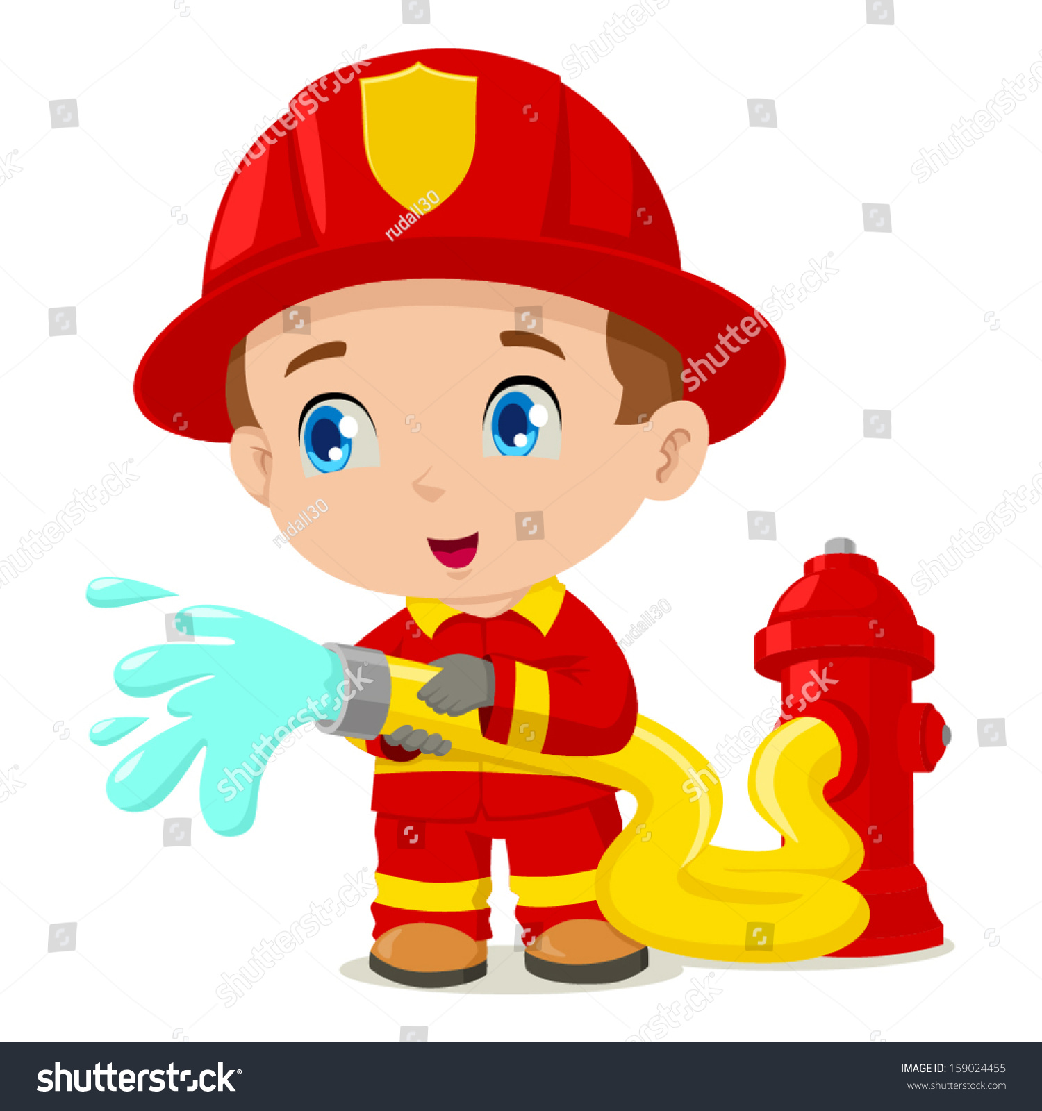 Cartoon Illustration Firefighter Stock Vector 159024455 - Shutterstock