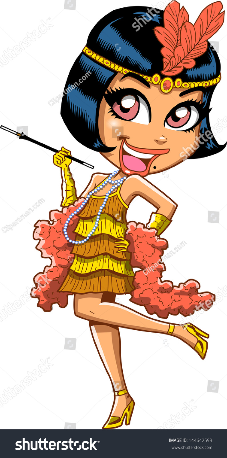 Cartoon Illustration Flapper Party Girl Roaring Stock Vector 144642593 ...