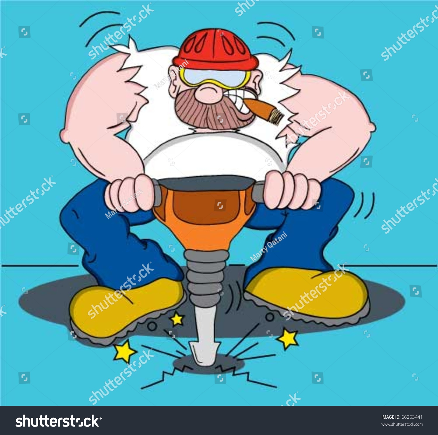 Cartoon Illustration Of A Rugged Construction Worker Using A Jackhammer 66253441 Shutterstock 2159