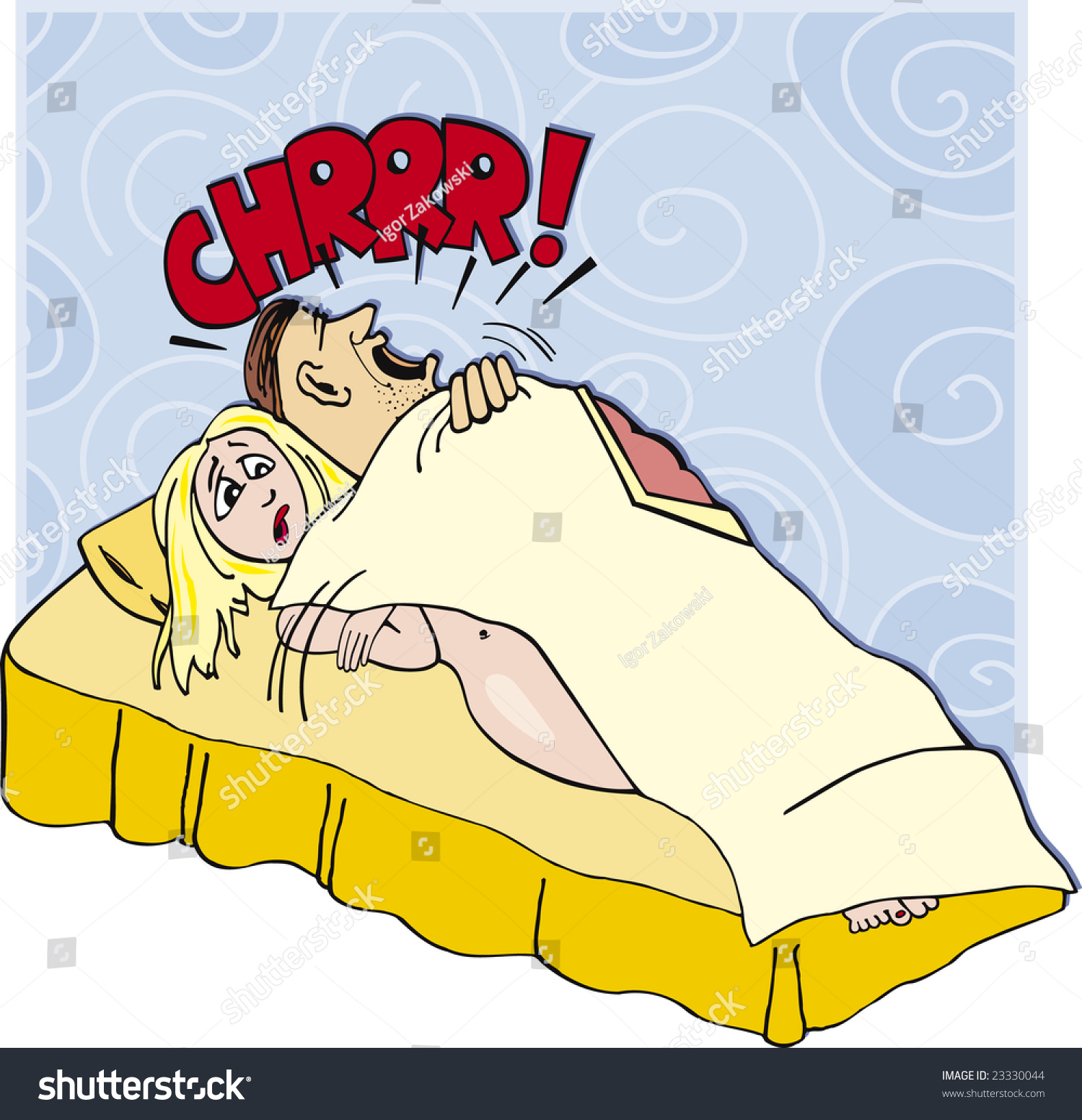 Cartoon Illustration Of Snoring Man And Disgusted Woman In Bed 23330044 Shutterstock