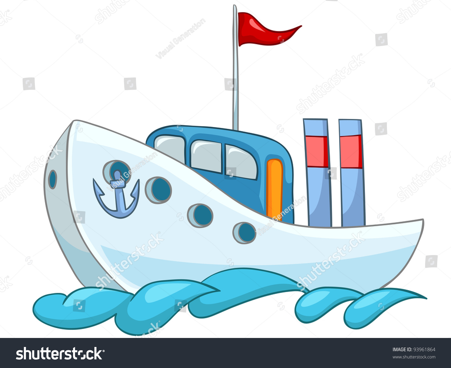 Cartoon Illustration Ship Isolated On White Stock Vector 93961864 