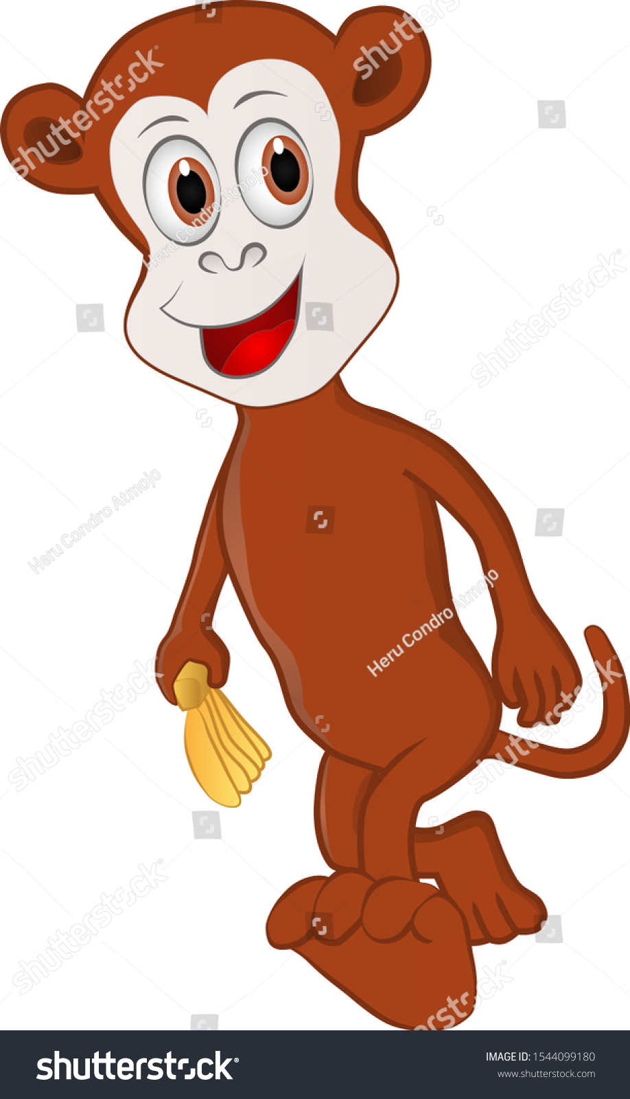 Cartoon Image Monkey Carrying Banana Share Stock Vector Royalty Free