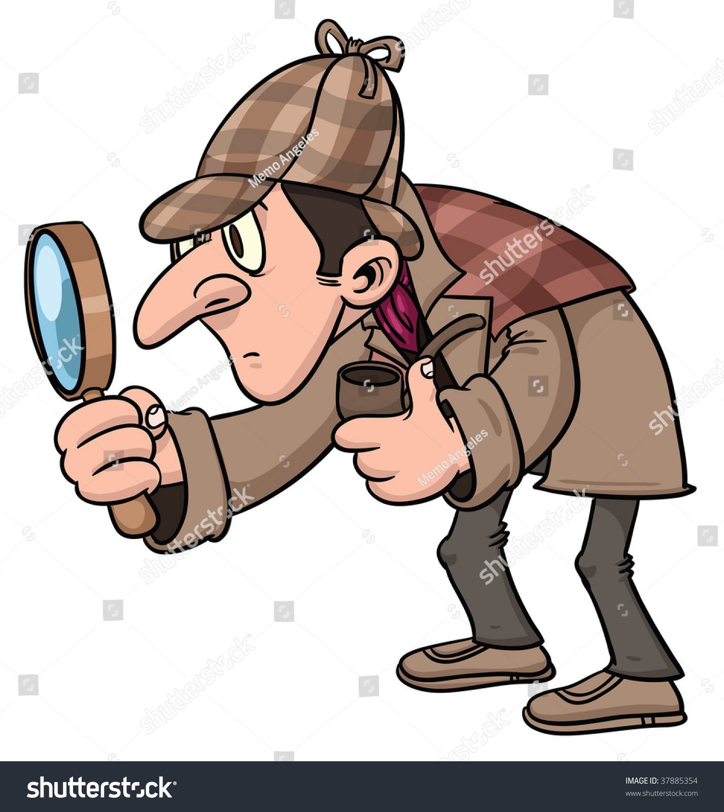Cartoon Inspector Holding A Magnifying Glass Stock Vector Illustration 37885354 Shutterstock