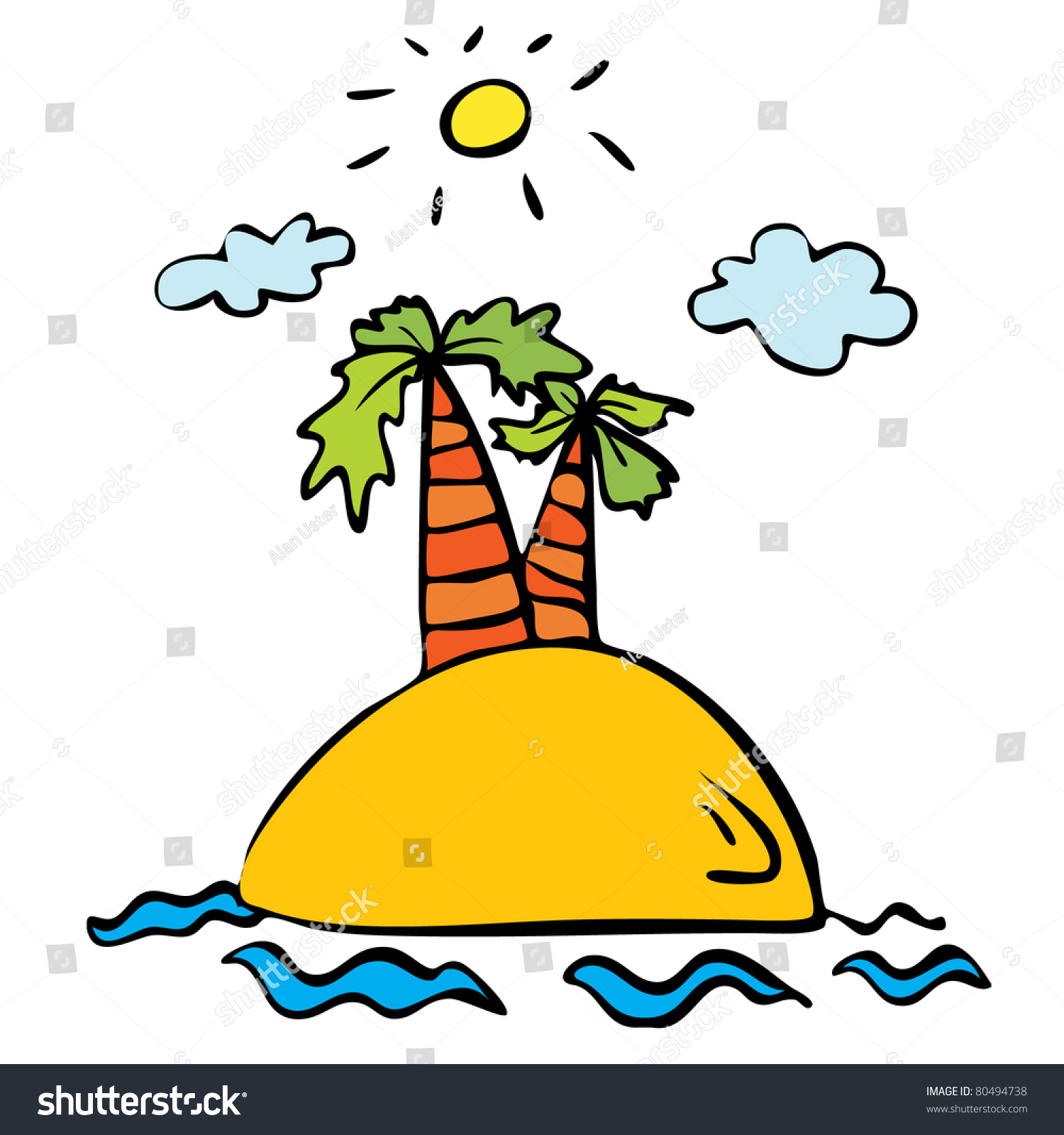 Cartoon Island Stock Vector Illustration 80494738 : Shutterstock