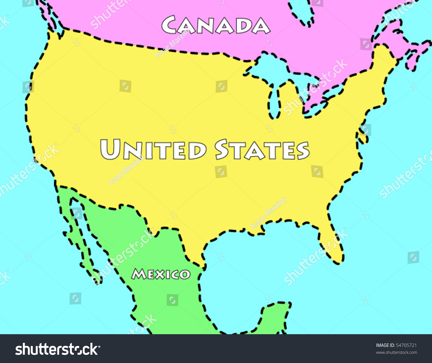 Cartoon Map United States Stock Vector 54705721 - Shutterstock