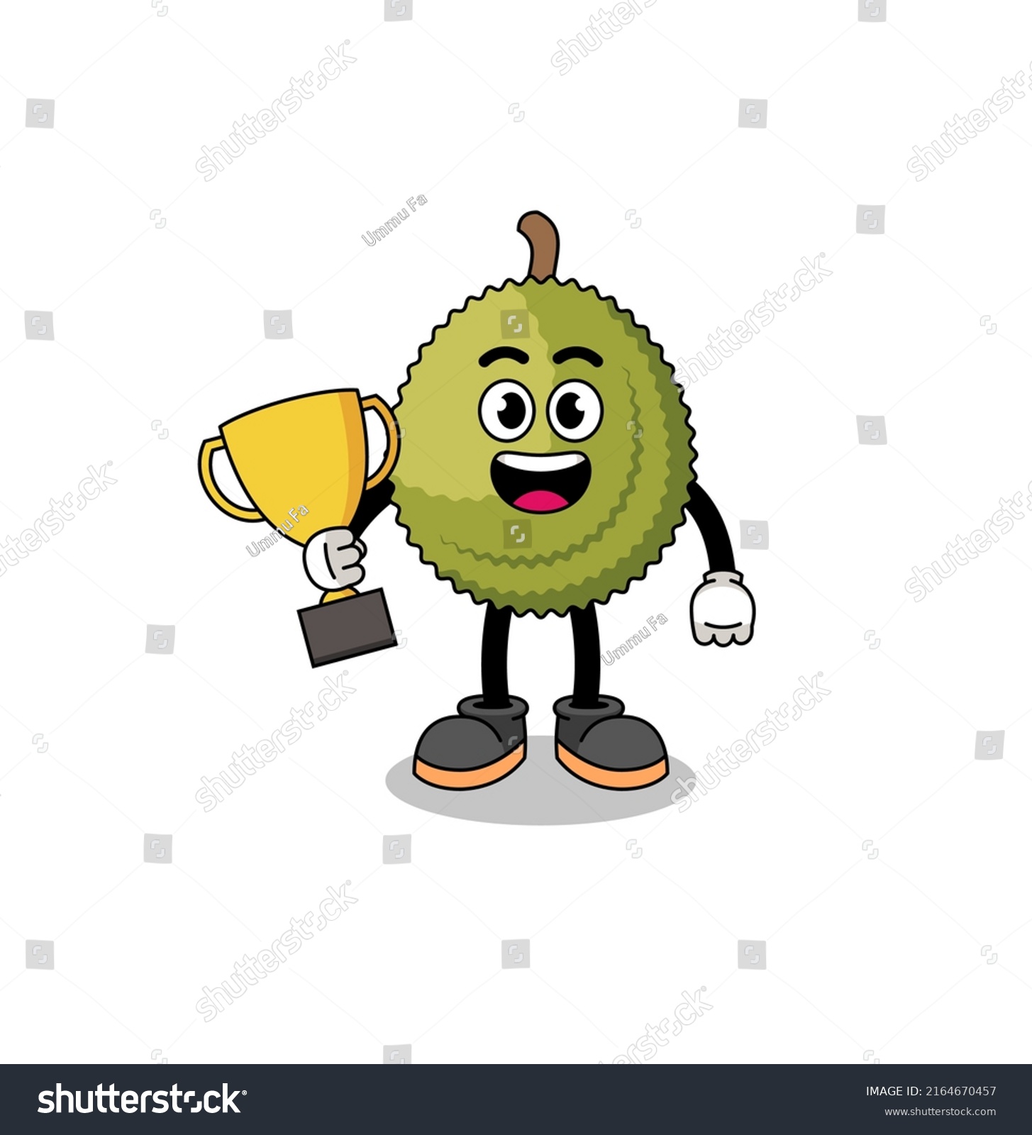 Cartoon Mascot Durian Fruit Holding Trophy Stock Vector Royalty Free