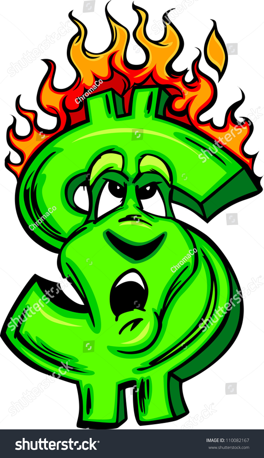 Cartoon Money Sign On Fire Flames Stock Vector 110082167 - Shutterstock