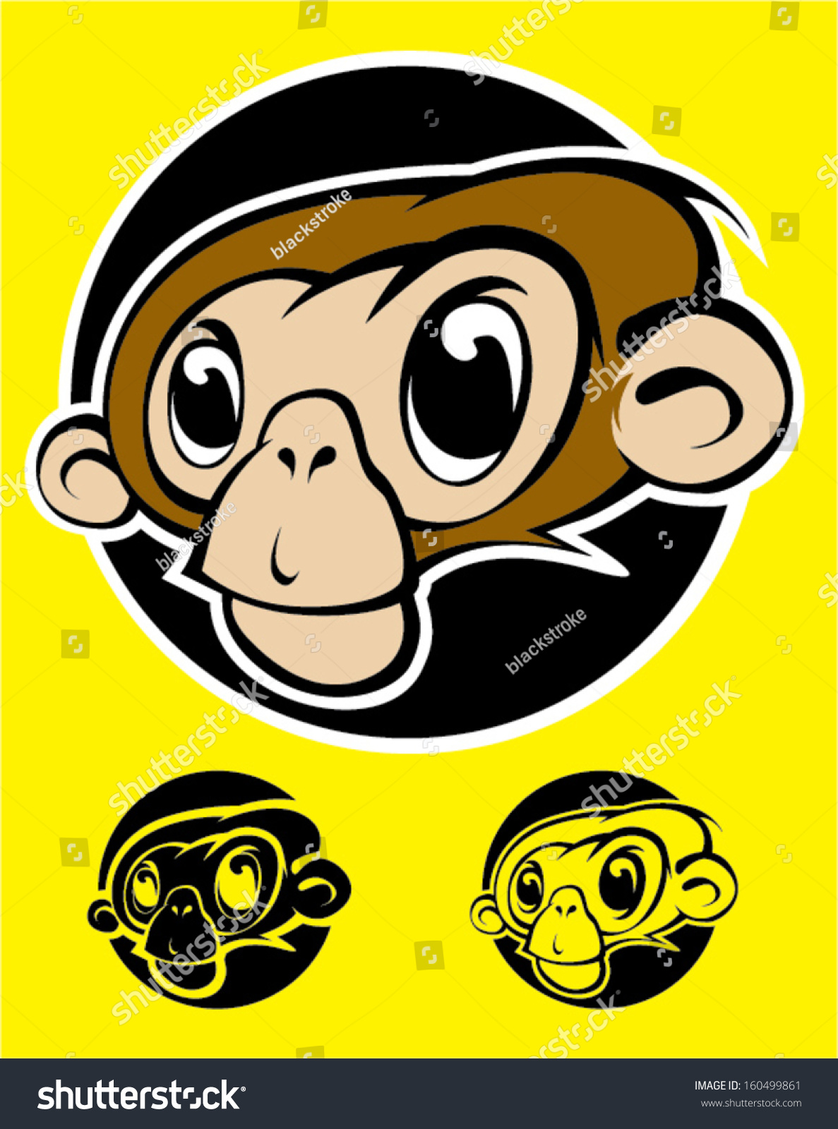 Cartoon Monkey Face Stock Vector 160499861 - Shutterstock