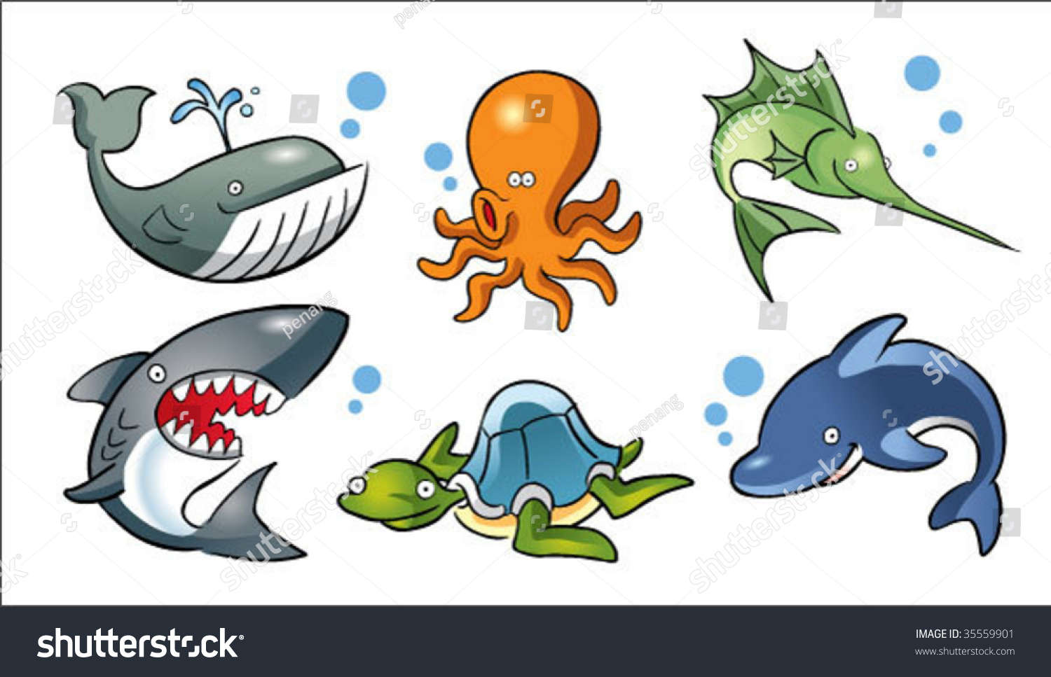 Cartoon Ocean Fish Stock Vector Illustration 35559901 : Shutterstock