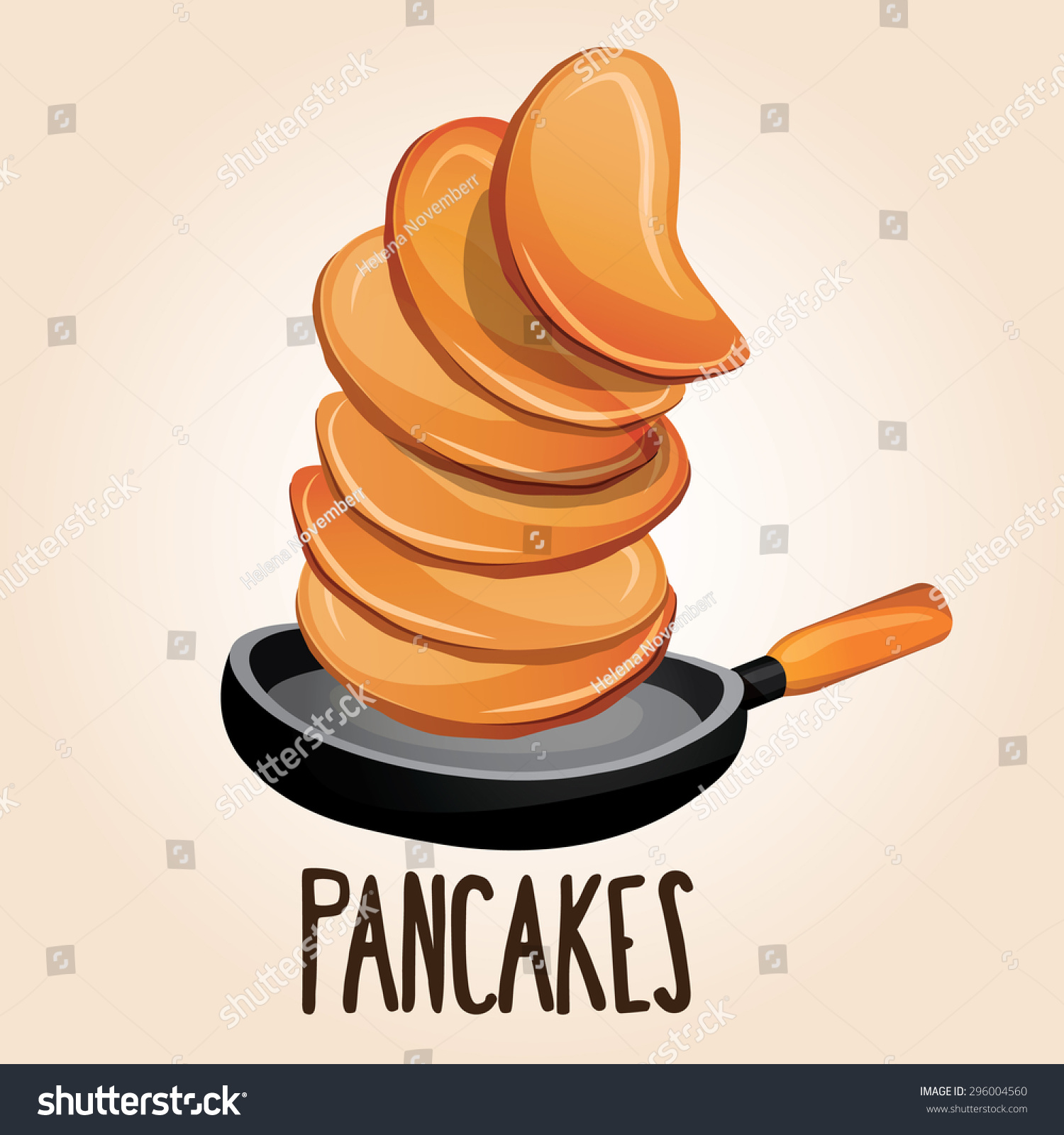 Cartoon Pancakes On A Pan For Breakfast. Vector Illustration ...