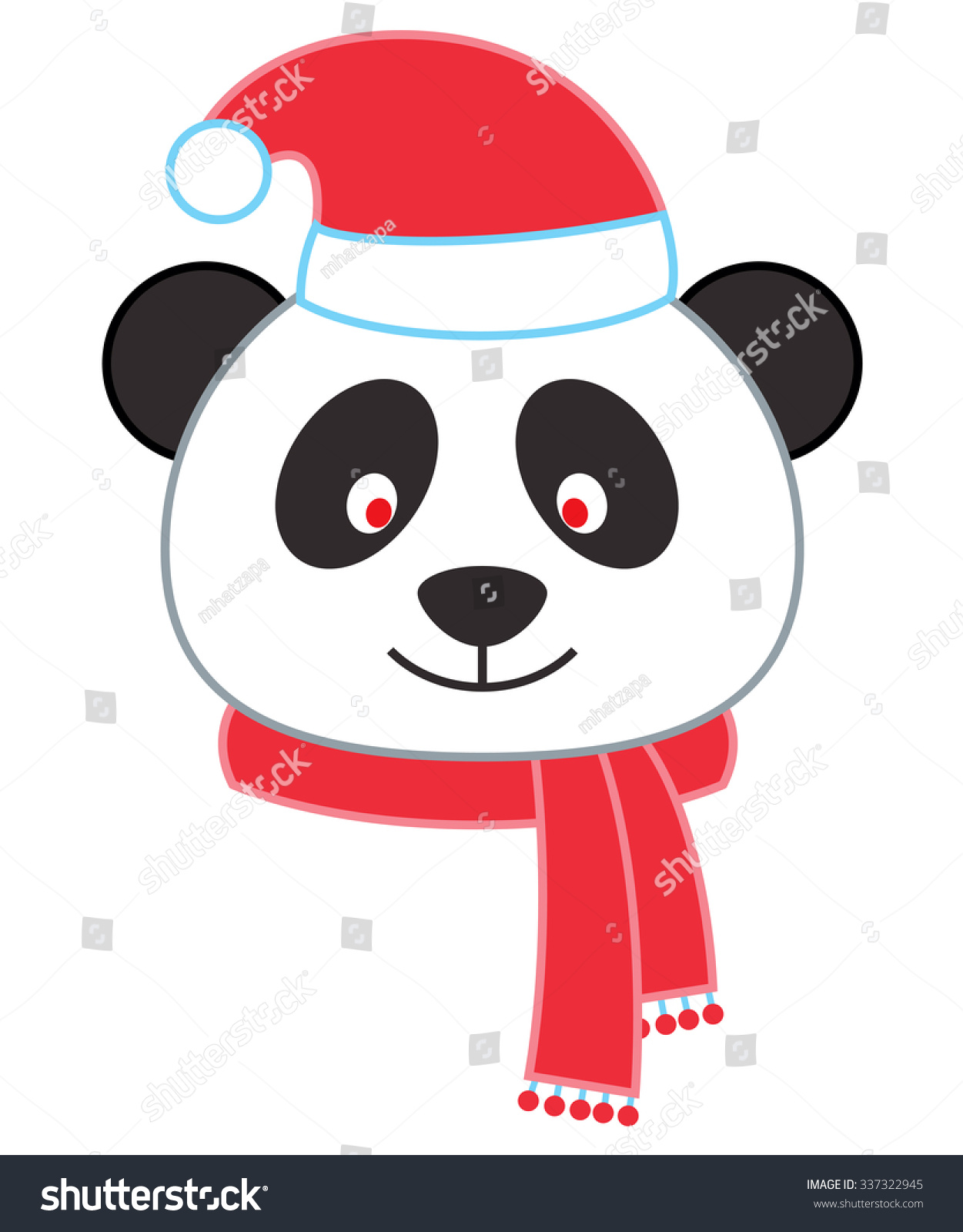 Cartoon Panda Wearing Santa Hat Stock Vector Illustration 337322945