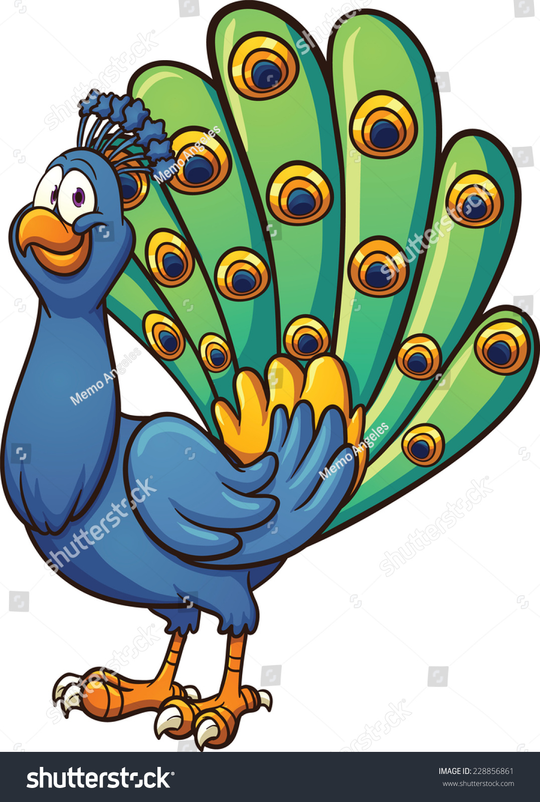 Cartoon Peacock. Vector Clip Art Illustration With Simple Gradients 