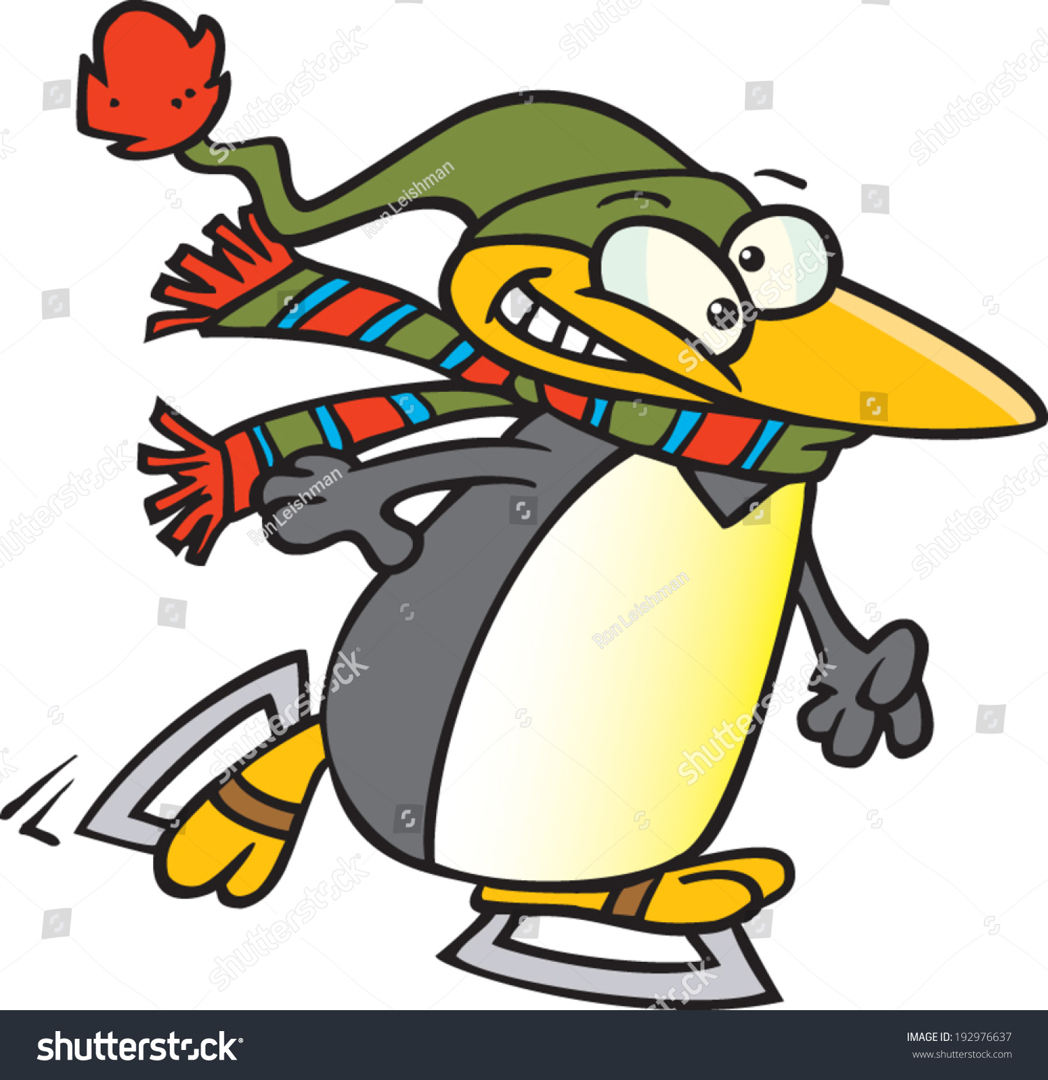 cartoon penguin ice skating