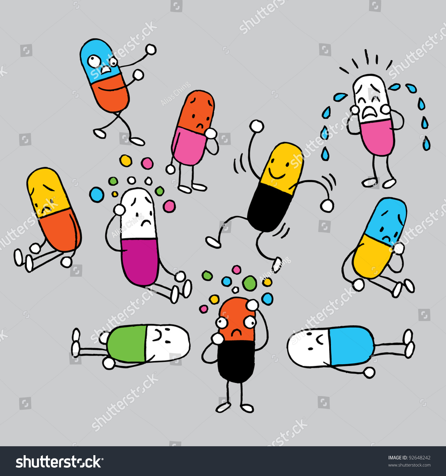 Cartoon Pills Stock Vector Illustration 92648242 : Shutterstock