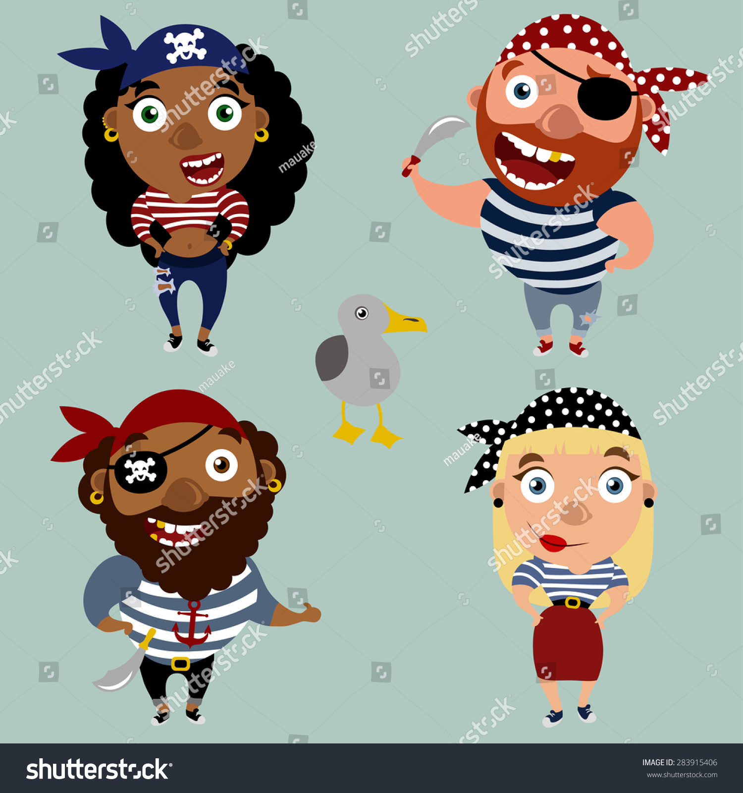 Cartoon Pirate Icon Set. Stock Vector Illustration 283915406 : Shutterstock