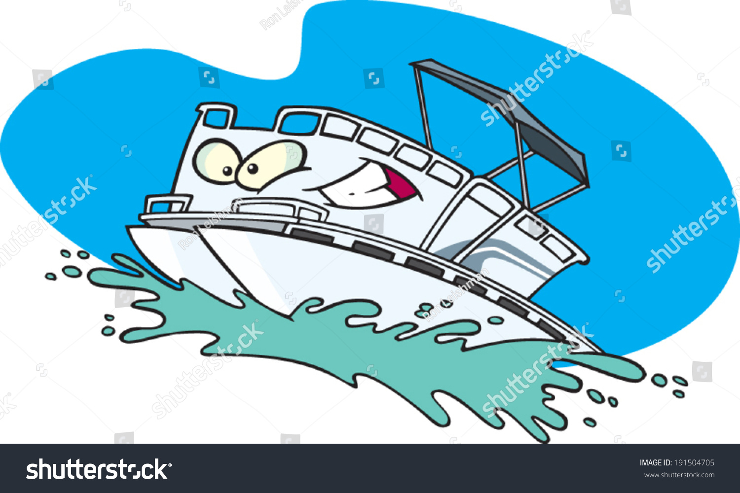 Cartoon Pontoon Boat Stock Vector 191504705 - Shutterstock