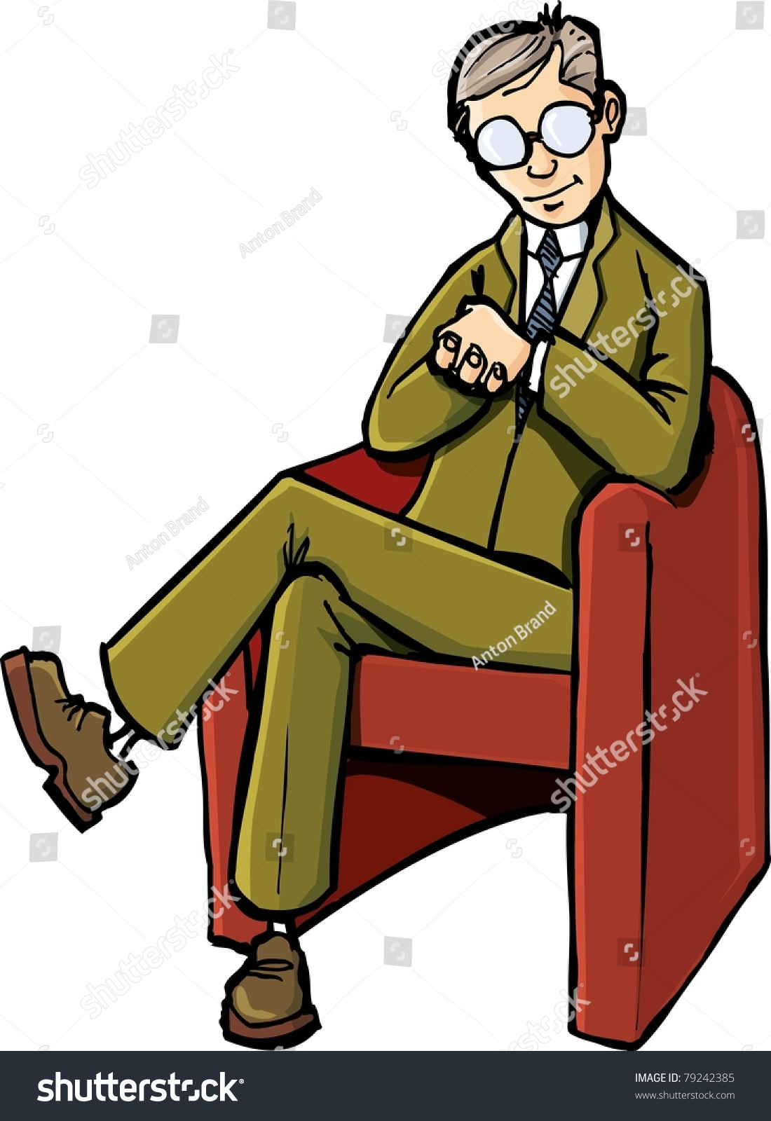 Cartoon Psychiatrist Sitting On His Chair Stock Vector 79242385