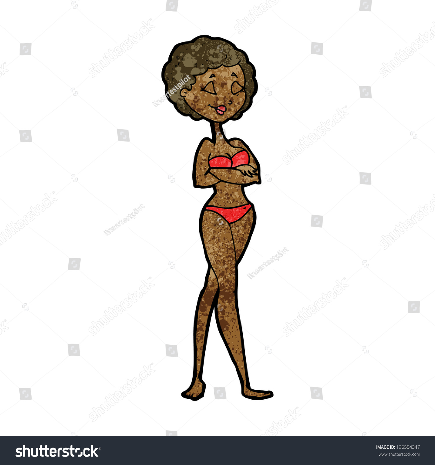 Mujer Retro De Caricatura En Bikini Vector De Stock Libre De Regal As