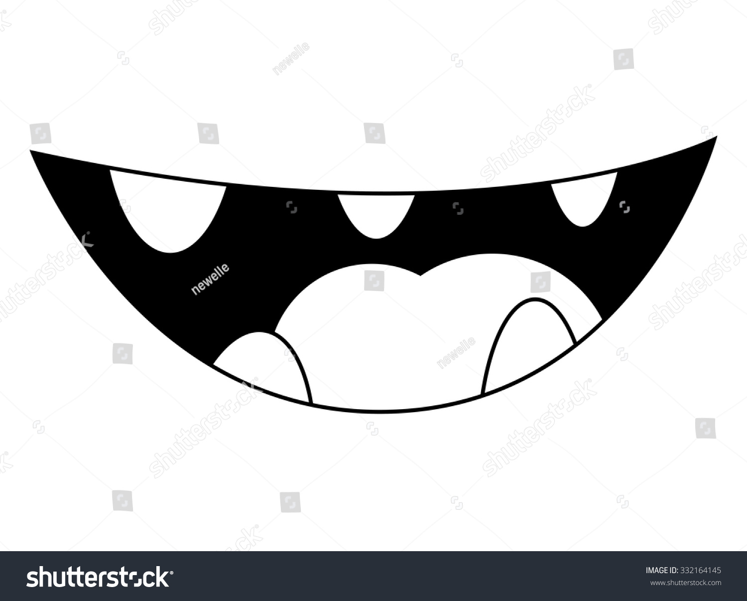 Cartoon Smile Mouth Lips Teeth Vector Stock Vector Royalty Free 332164145