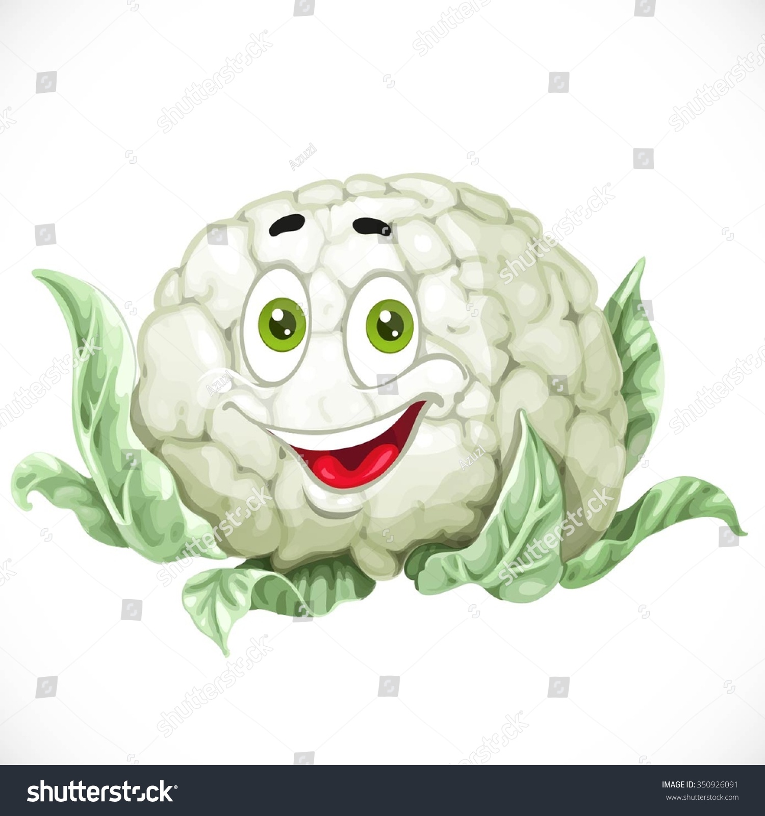Cartoon Smiling Cauliflower Isolated On White Stock Vector 350926091
