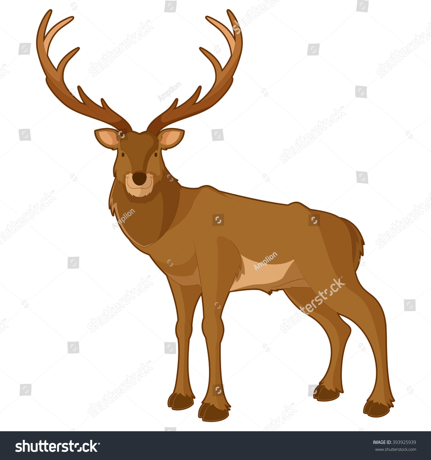 Cartoon Smiling Deer Stock Vector Illustration 393925939 : Shutterstock