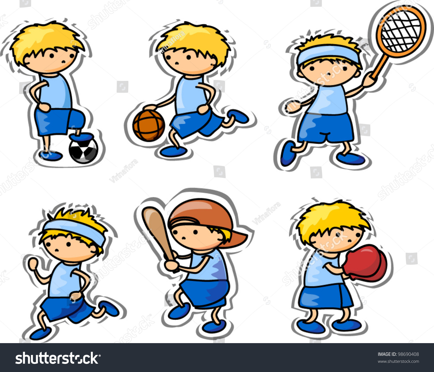 Cartoon Sport Icons Stock Vector 98690408 - Shutterstock