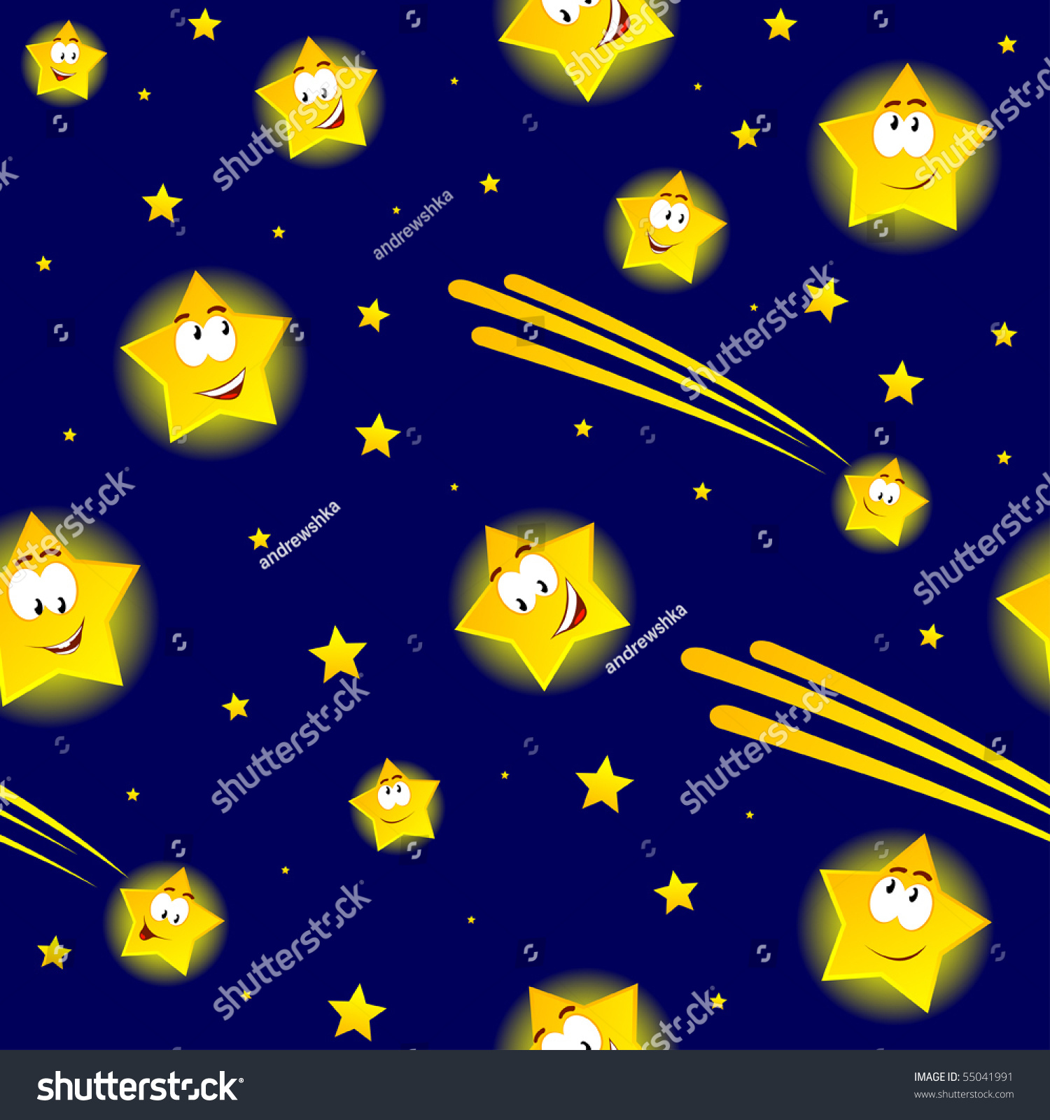 Cartoon Stars Night Sky Stock Vector 55041991 - Shutterstock