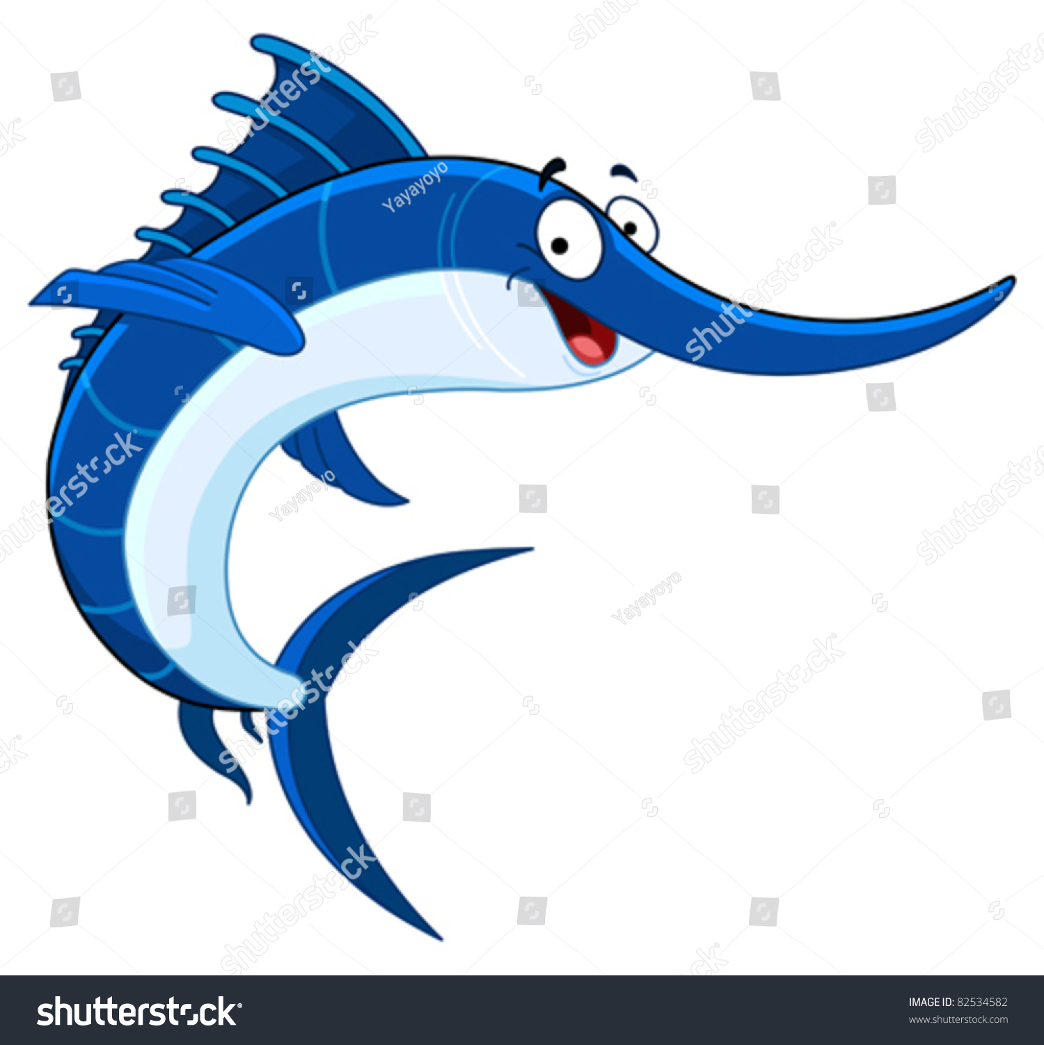 Cartoon Swordfish Stock Vector Illustration 82534582 : Shutterstock