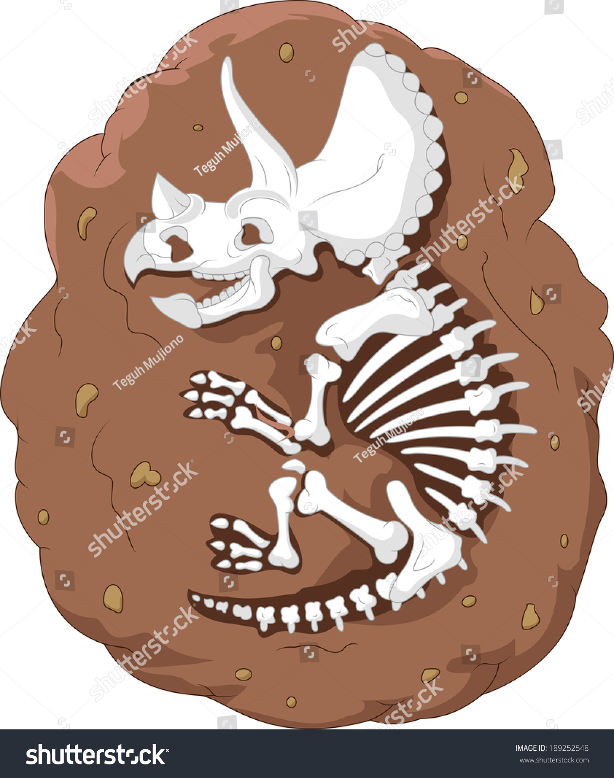 Cartoon Triceratops Fossil Stock Vector 189252548 - Shutterstock