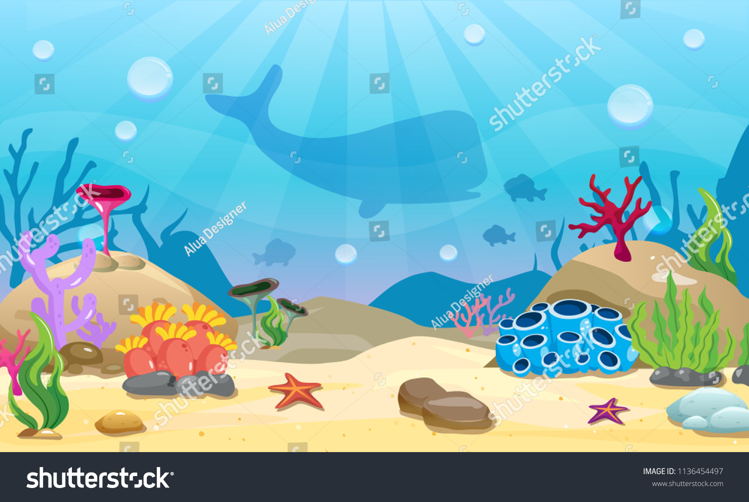 Cartoon Underwater Background Ocean Bottom Nature