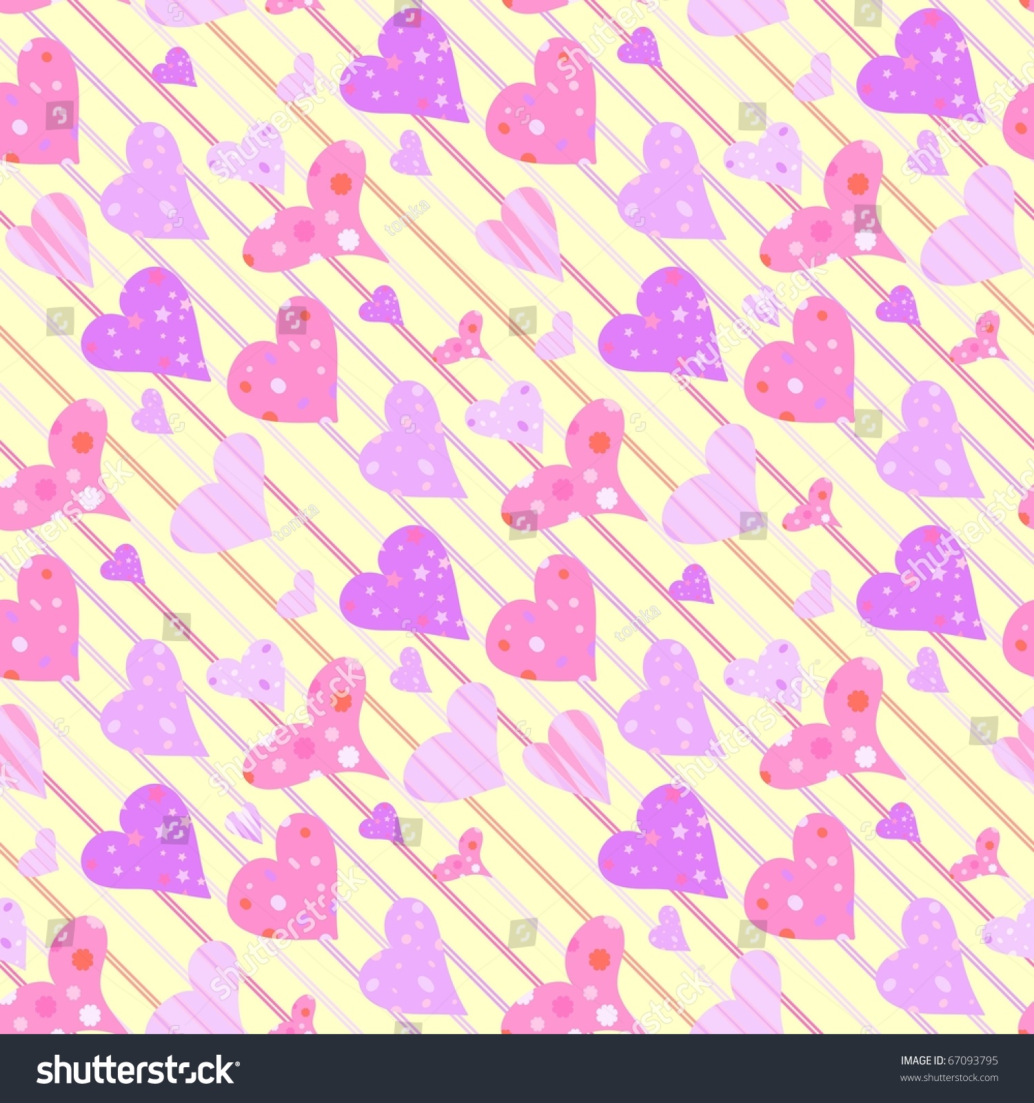 Cartoon Valentine Background With Hearts Stock Vector Illustration