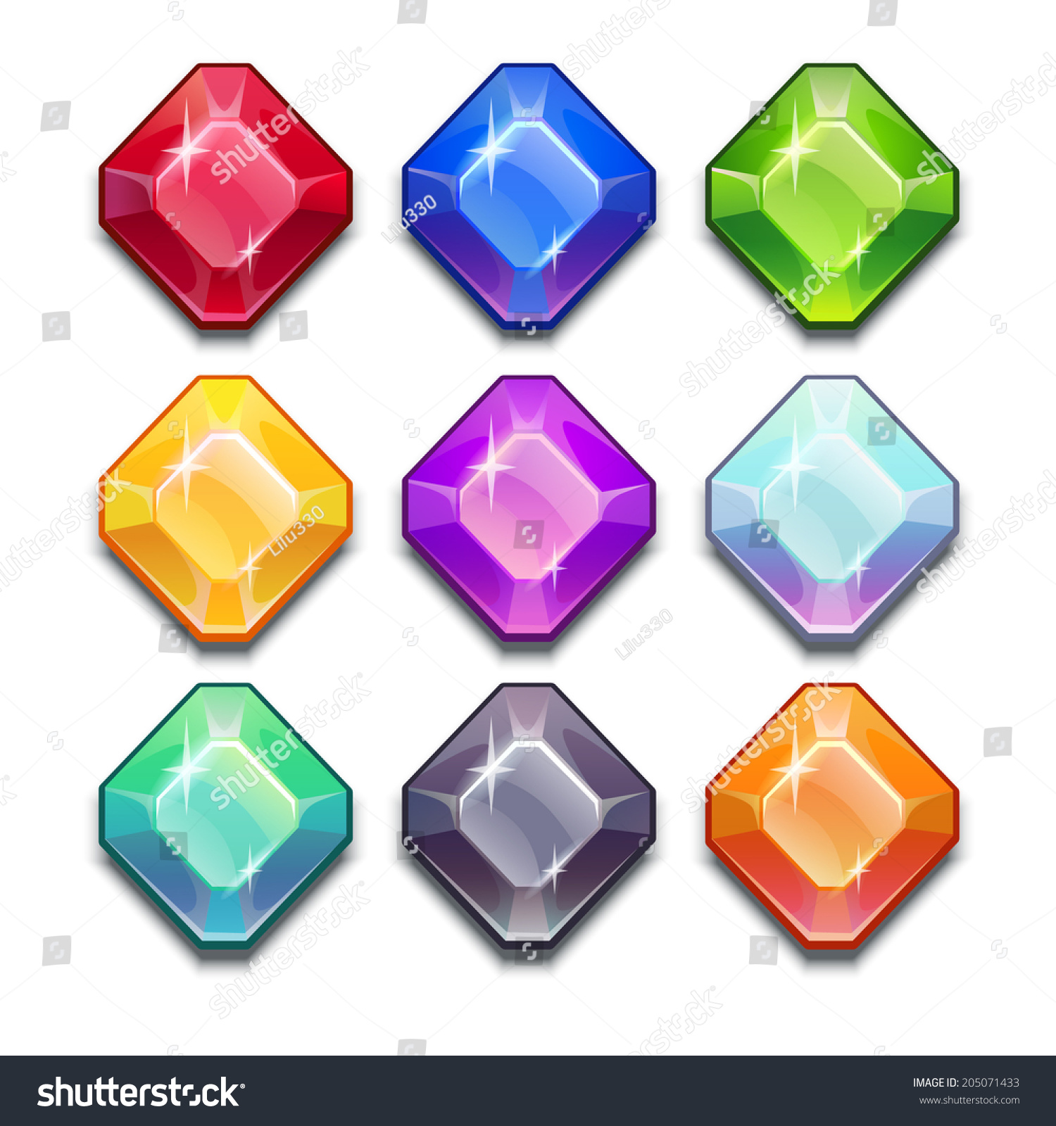 Cartoon Vector Gems Diamonds Icons Set Stock Vector Royalty Free