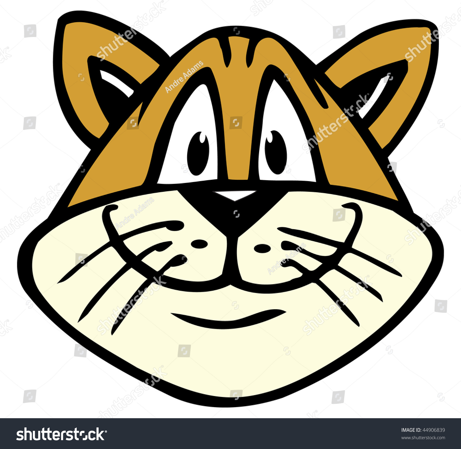 Cartoon Vector Illustration Happy Cat Face Stock Vector 44906839