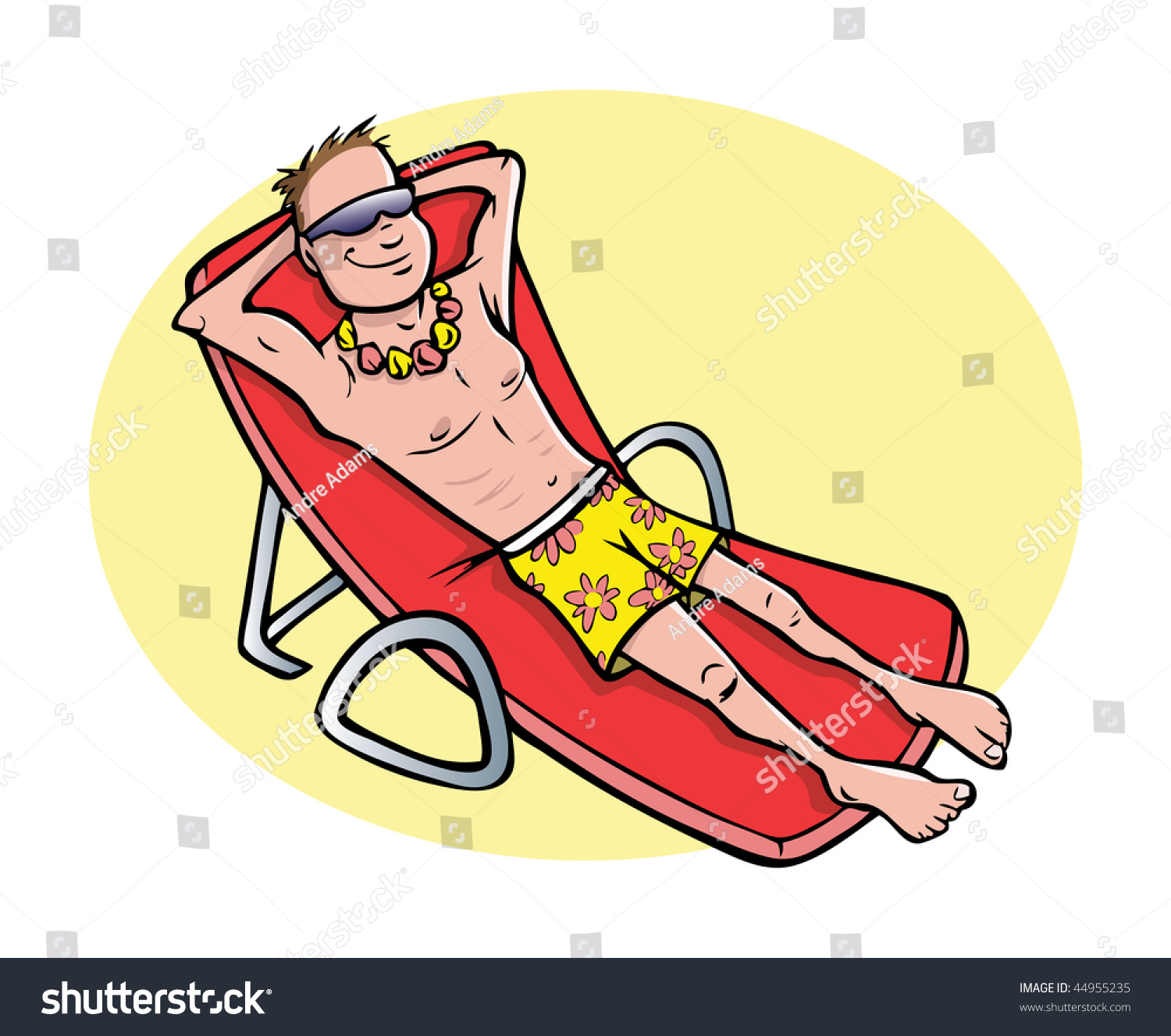 Cartoon Vector Illustration Man Tanning 44955235 Shutterstock