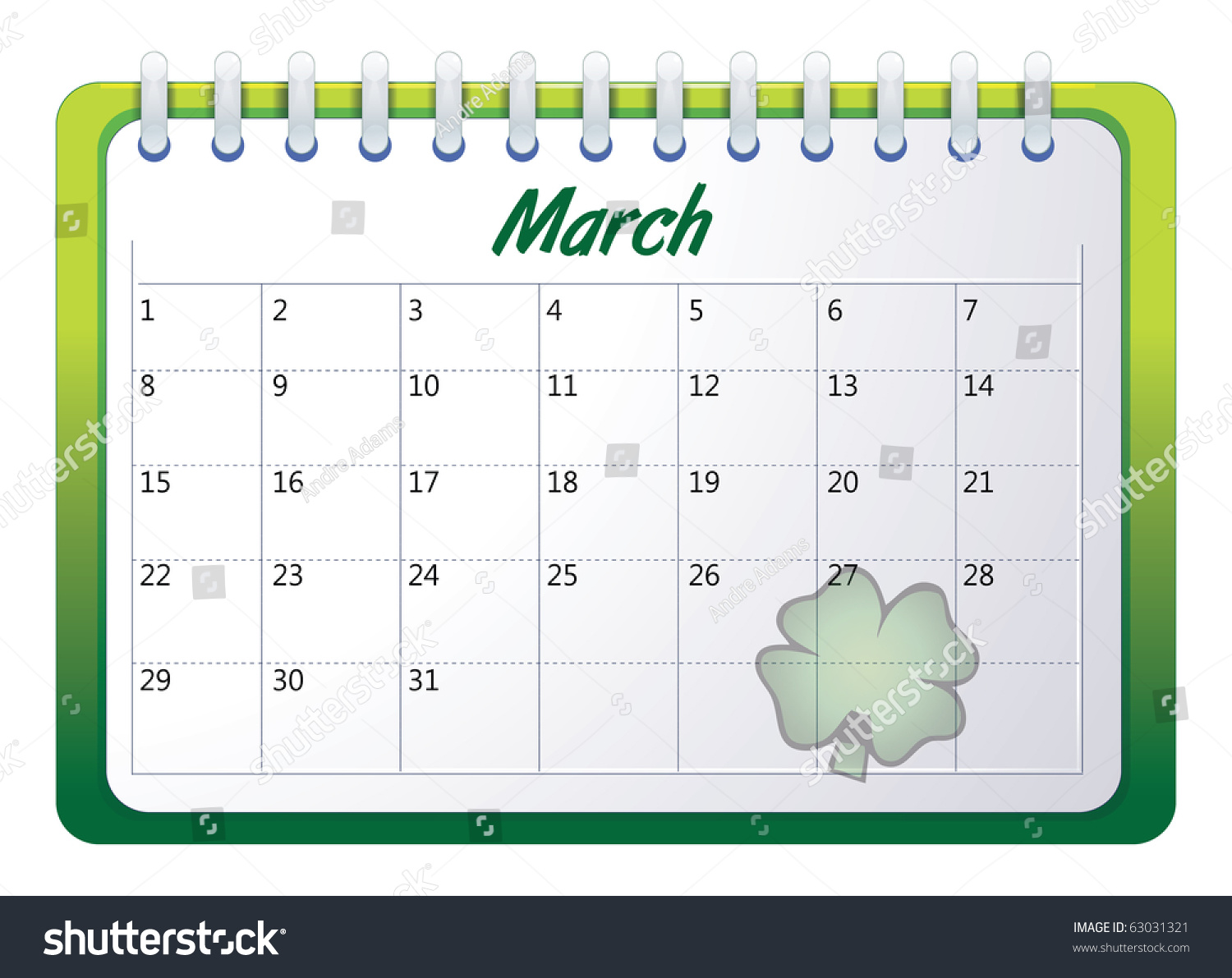 Cartoon Vector Illustration Of A Calendar March 63031321 Shutterstock
