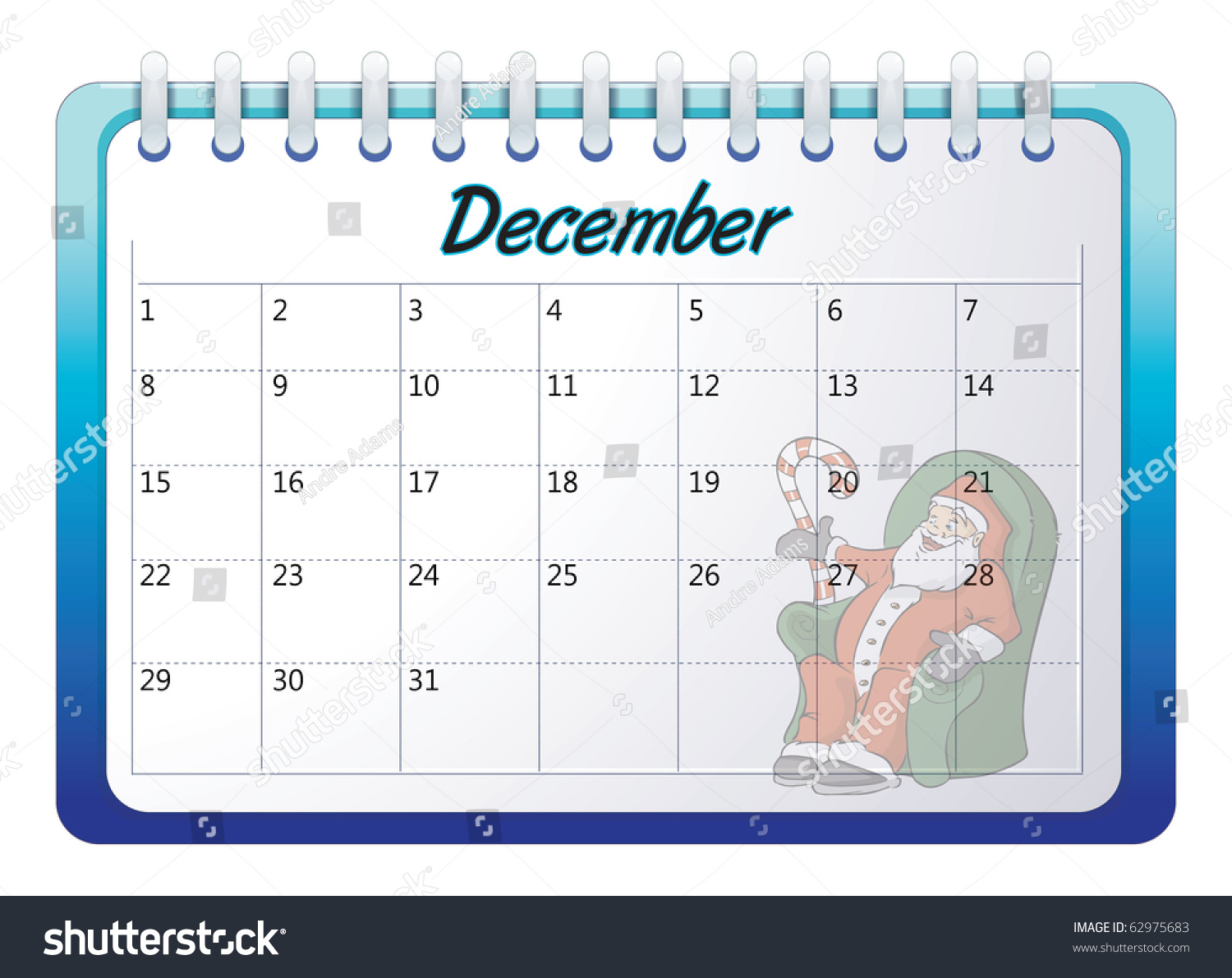 Cartoon Vector Illustration December Calendar Stock Vector 62975683