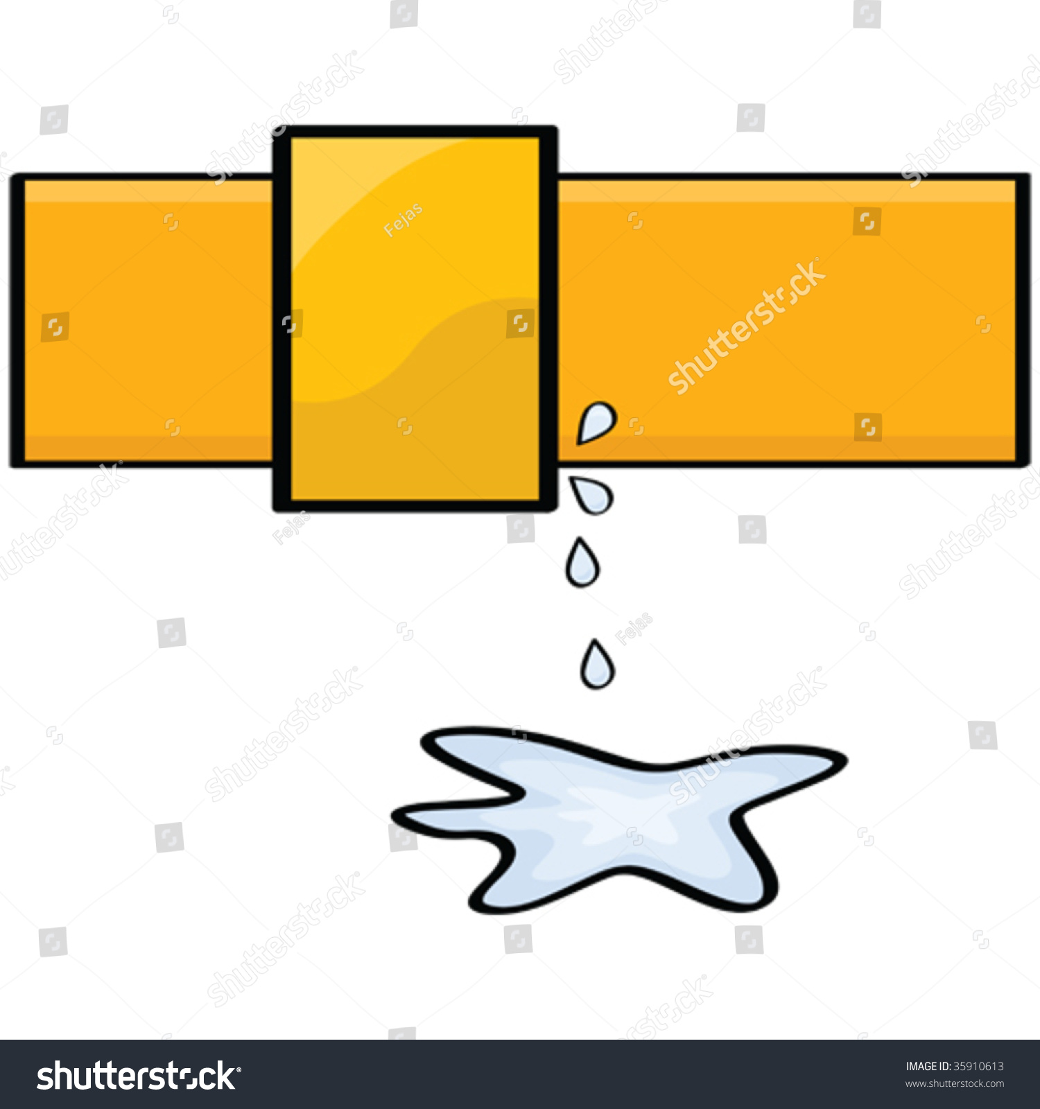 Cartoon Vector Illustration Of A Water Leak From A Pipe - 35910613 