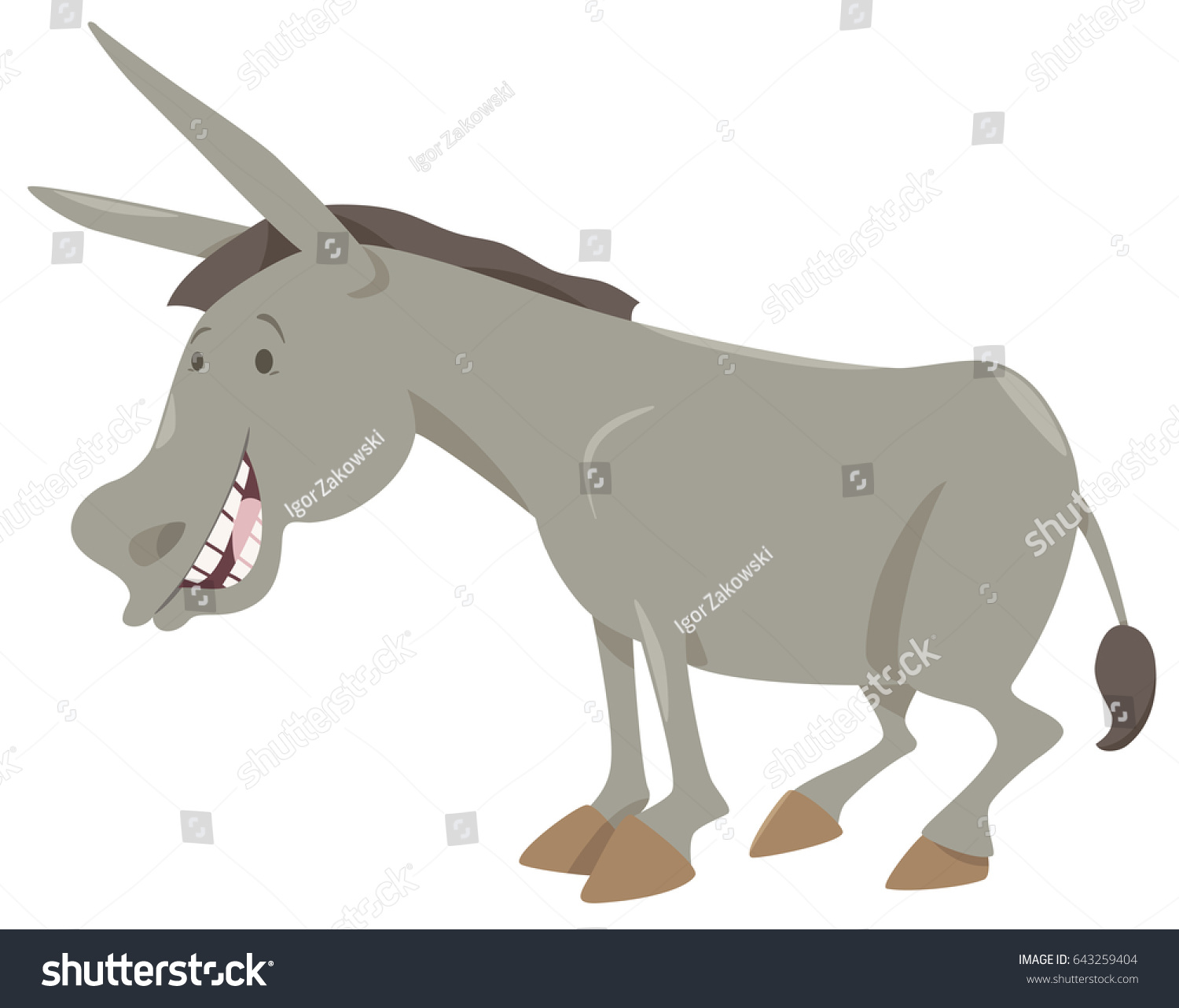 Vektor Stok Cartoon Vector Illustration Cute Donkey Farm Tanpa Royalti Shutterstock