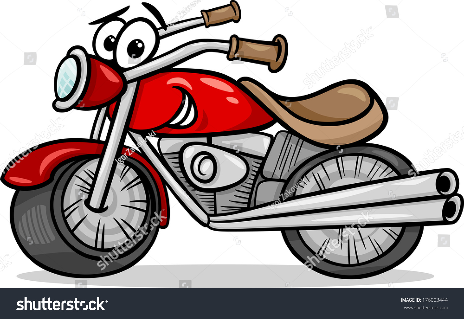 Cartoon Vector Illustration Of Funny Motor Bike Vehicle Or Chopper