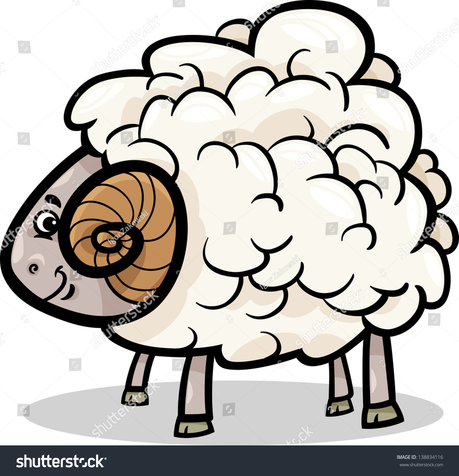 Cartoon Vector Illustration Of Funny Ram Farm Animal - 138834116