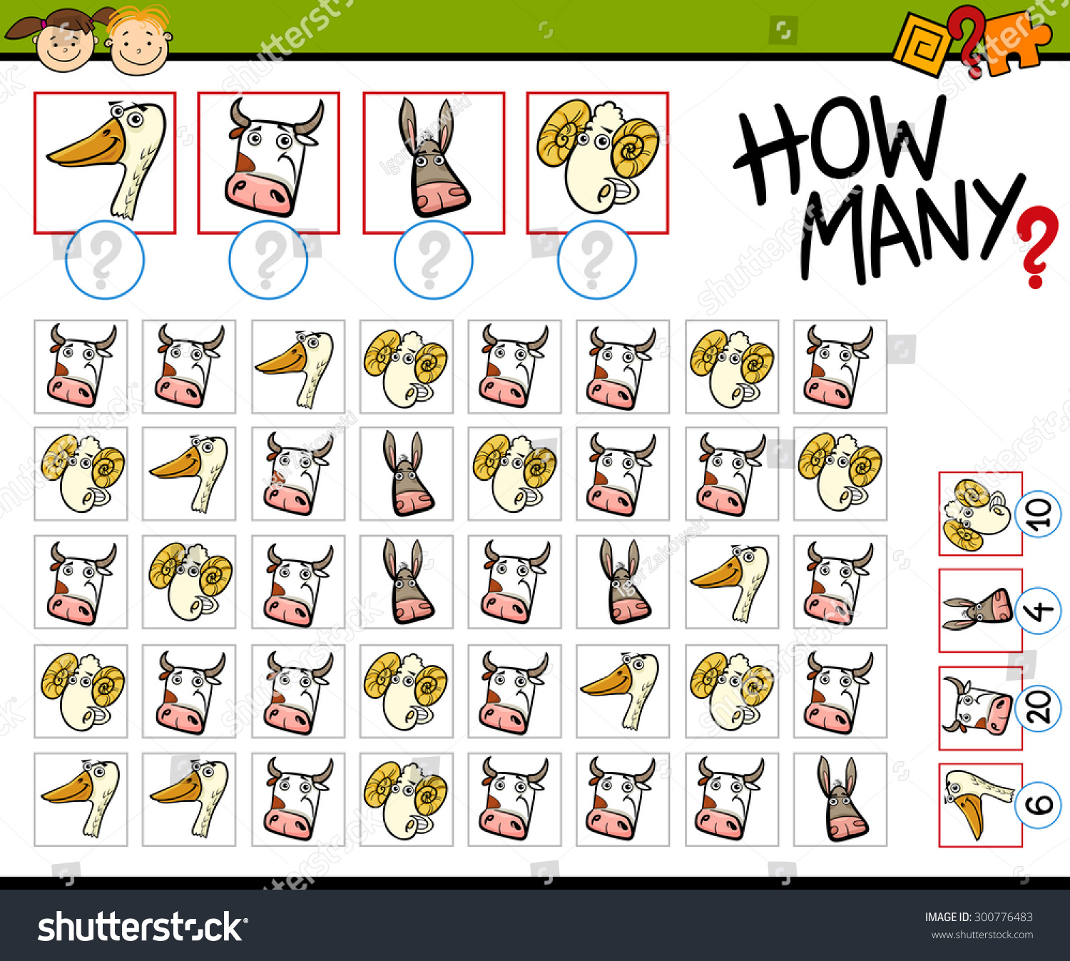 Cartoon Vector Illustration Kindergarten Education Counting Stock