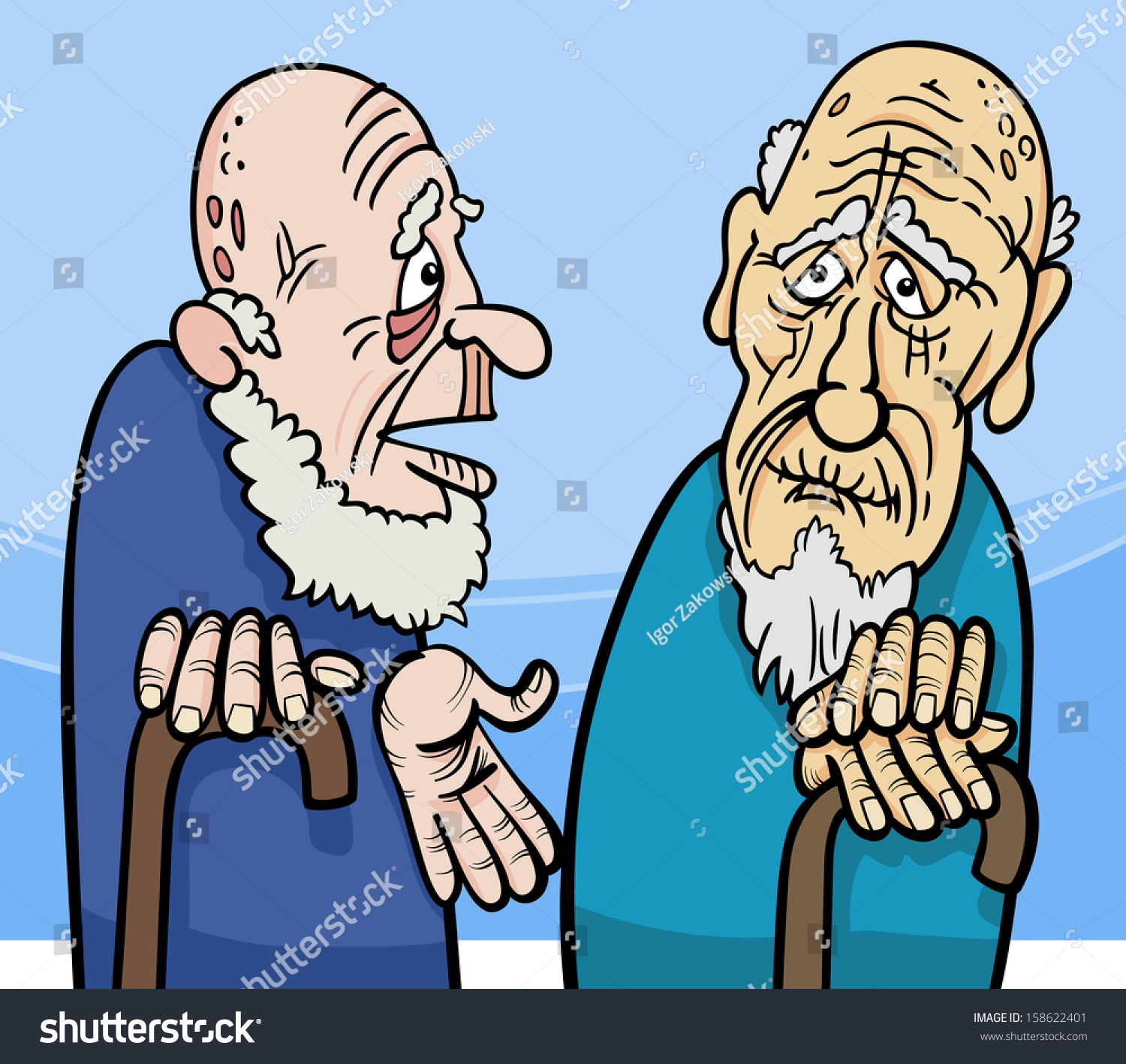 Cartoon Vector Illustration Of Two Old Men Talking 158622401 Shutterstock