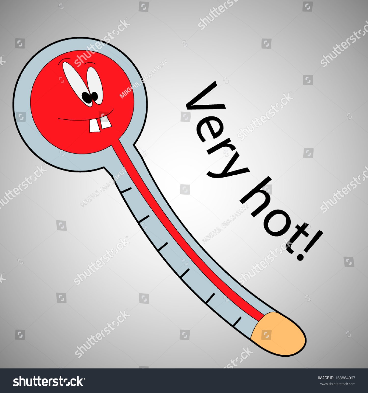 Cartoon Vector Illustration Of Very Hot Thermometer