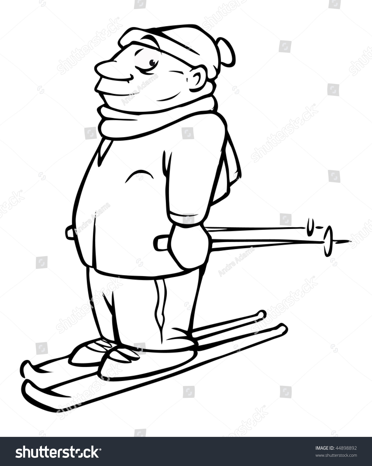 Cartoon Vector Illustration Outline Male Skier - 44898892 : Shutterstock