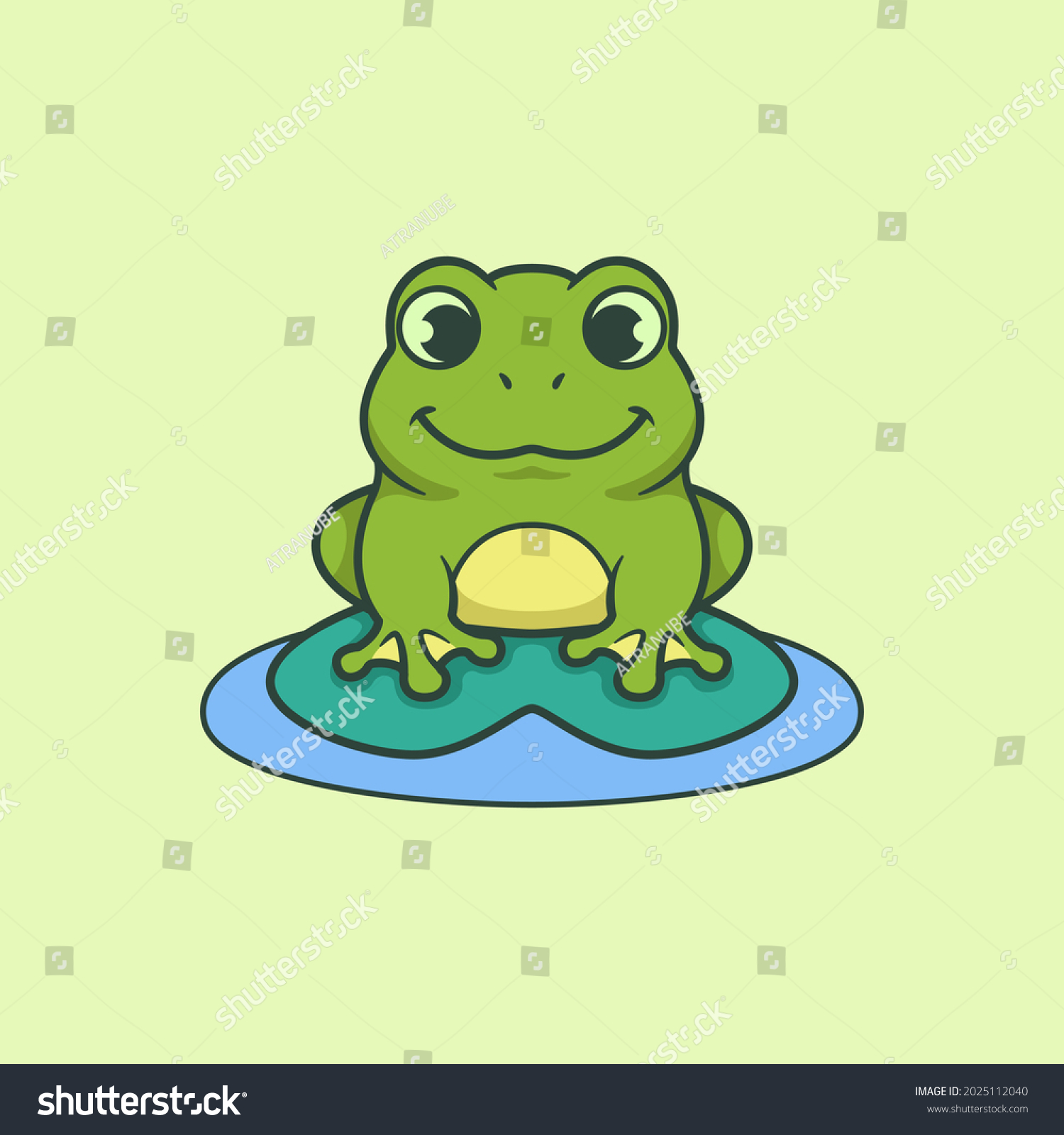 Cartoon Vector Green Cute Smiling Frog Stock Vector Royalty Free Shutterstock