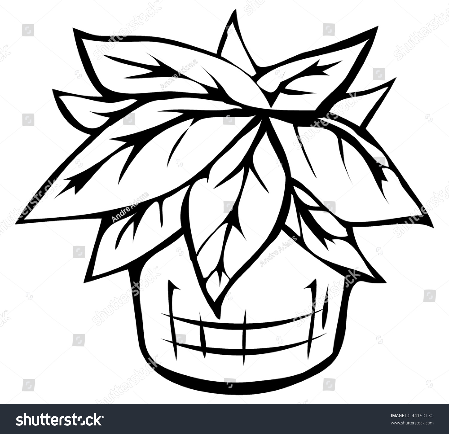 Cartoon Vector Outline Illustration Potted Plant Stock Vector 44190130