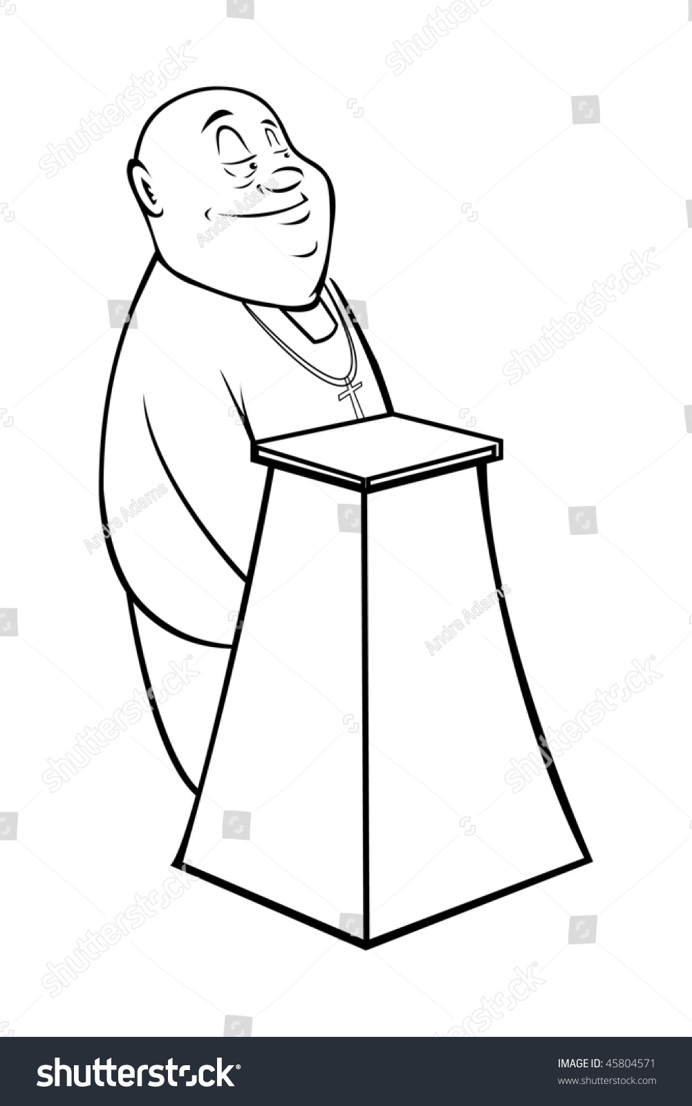 Cartoon Vector Outline Illustration Priest Stock Vector 45804571