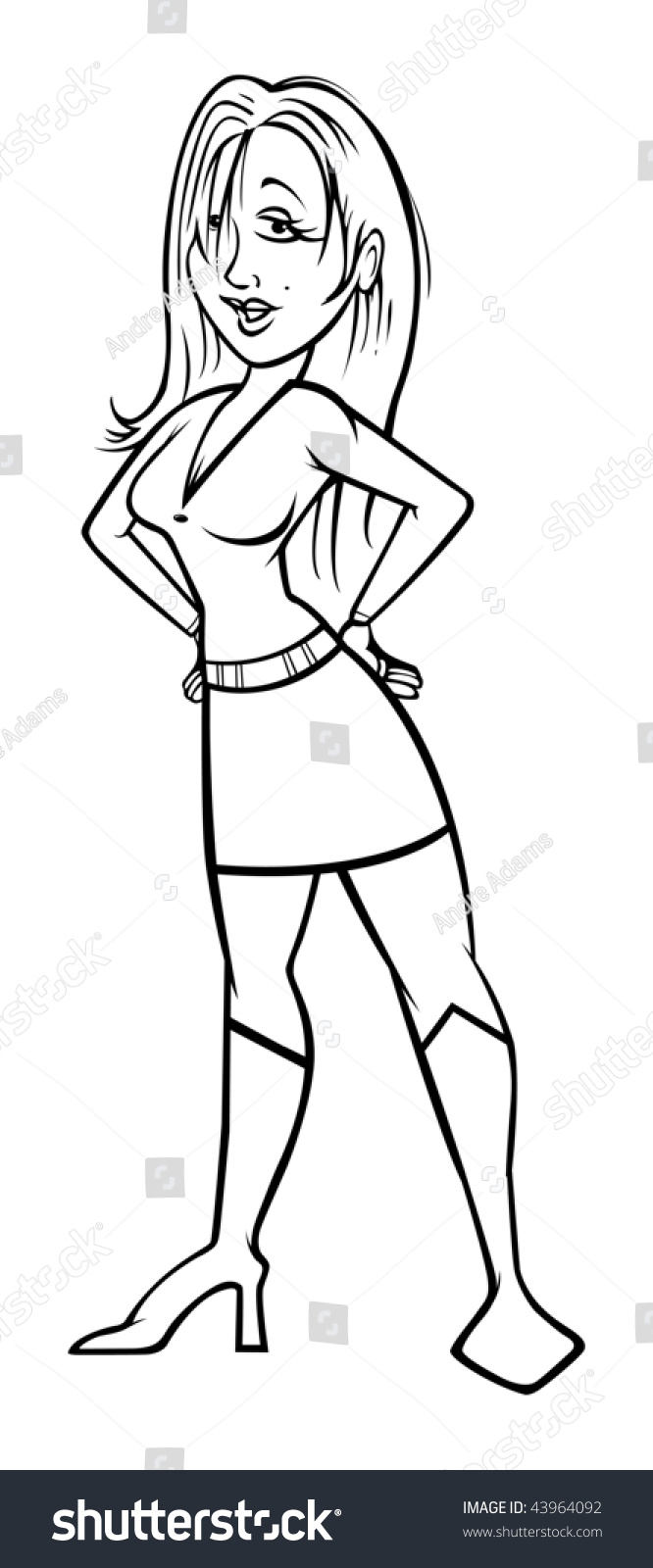 Cartoon Vector Outline Illustration Sexy Woman Stock Vector 43964092