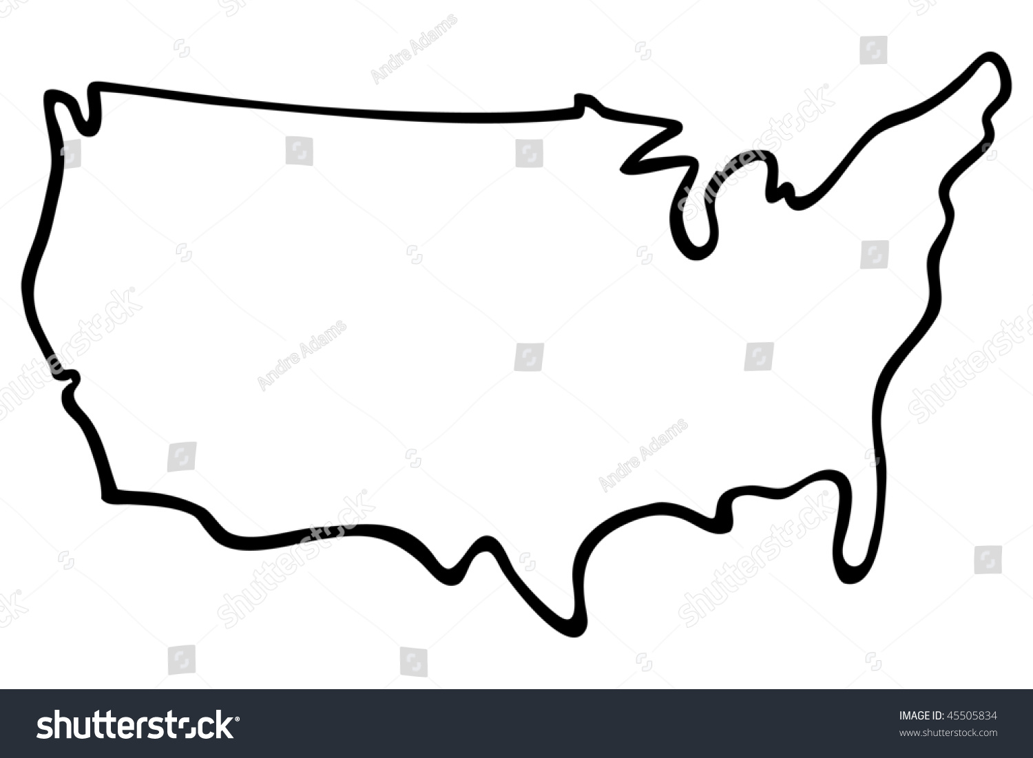 stock vector cartoon vector outline illustration united states map 45505834