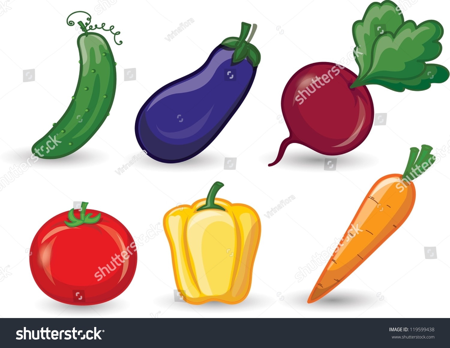 Cartoon Vegetables Stock Vector Illustration 119599438 : Shutterstock